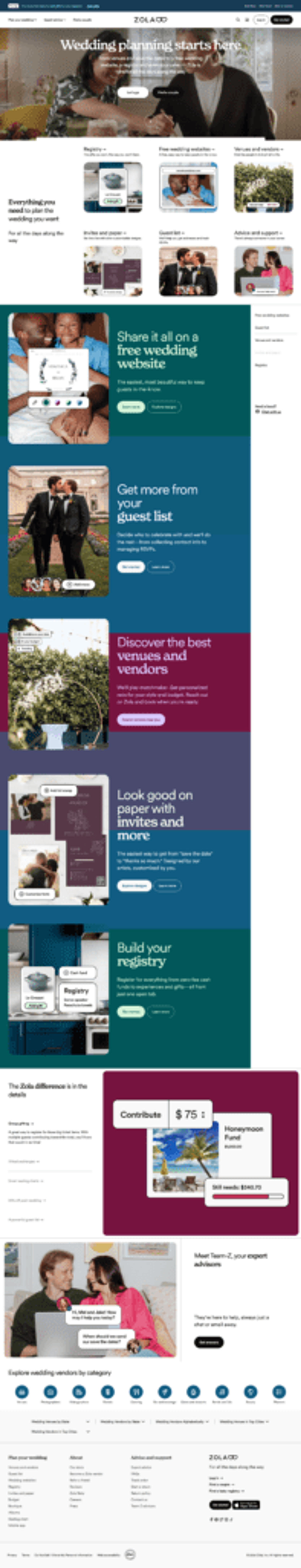 Zola sales landing page