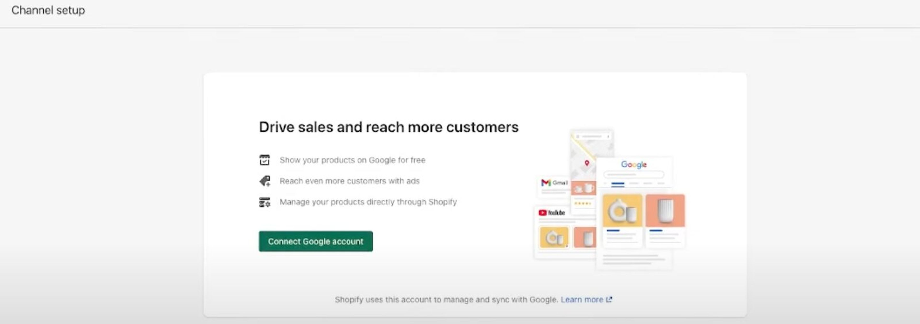 Open the Google App, and connect your Merchant Center account