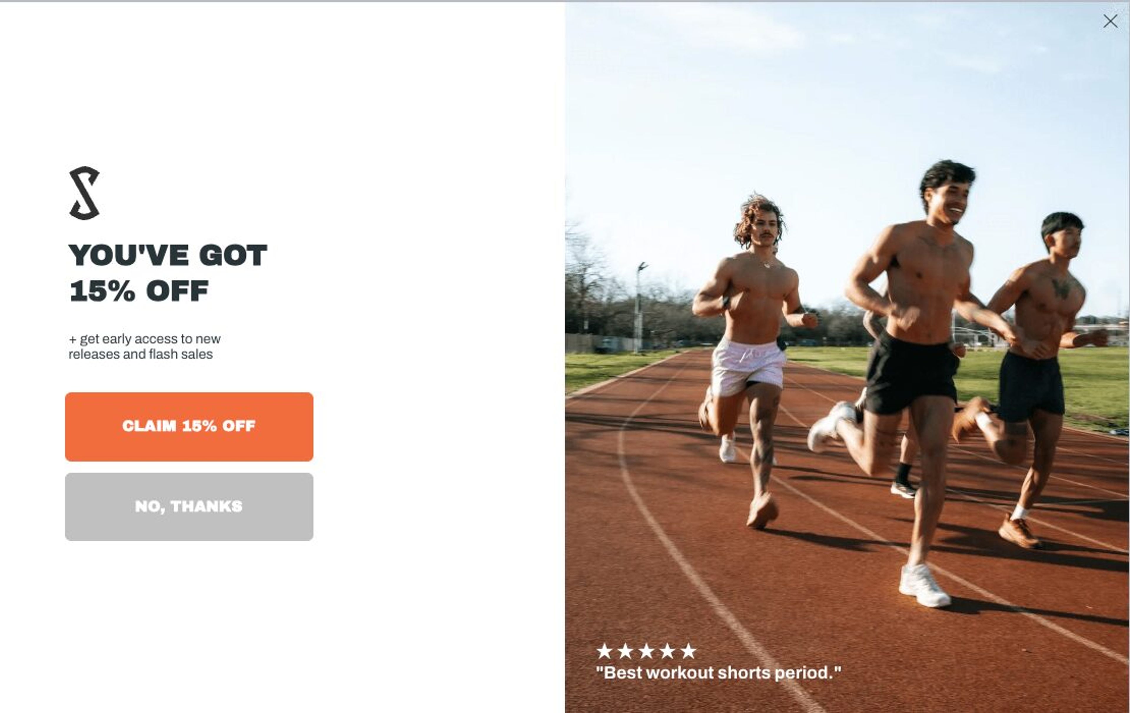 Popup offering 15% off for new subscribers with early access to products.