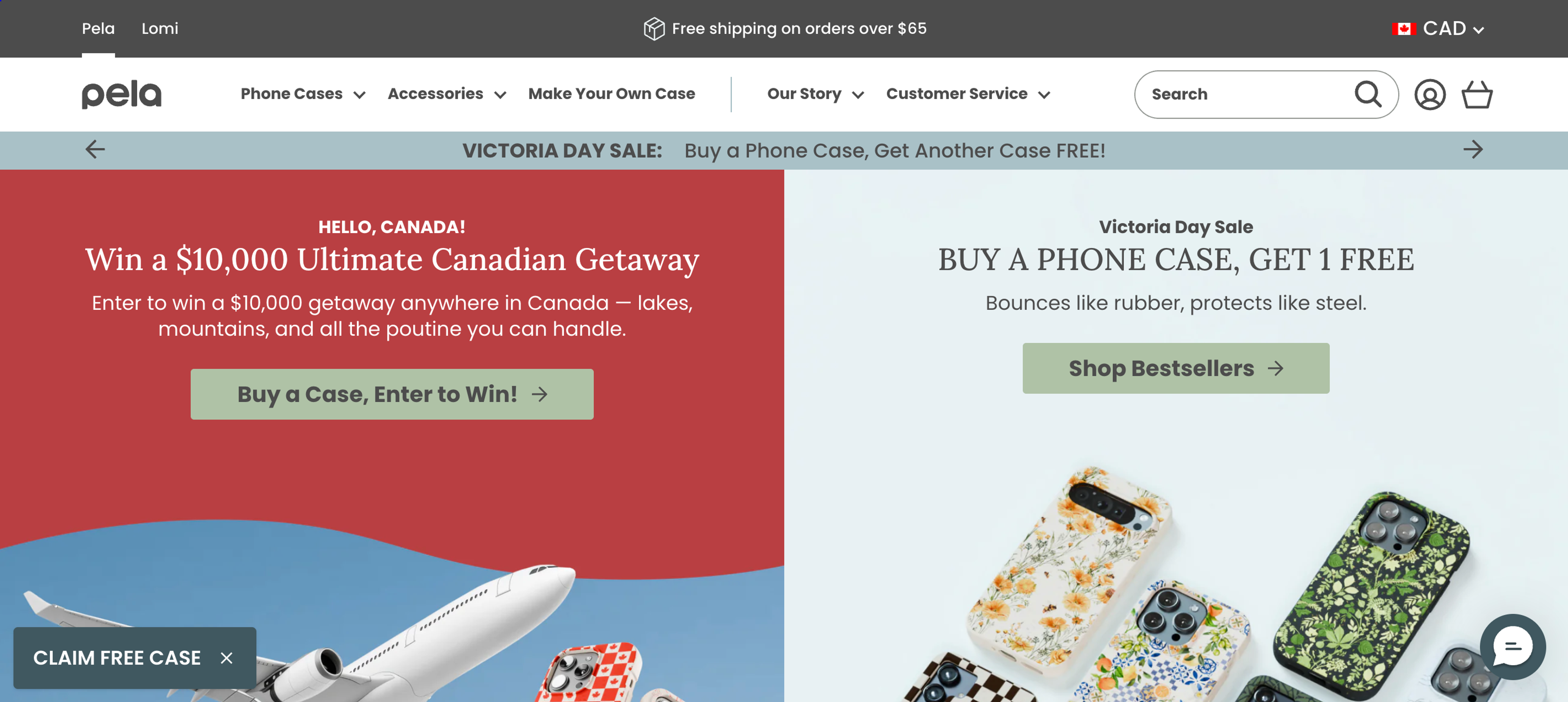 Pela case cta button leading to product pages