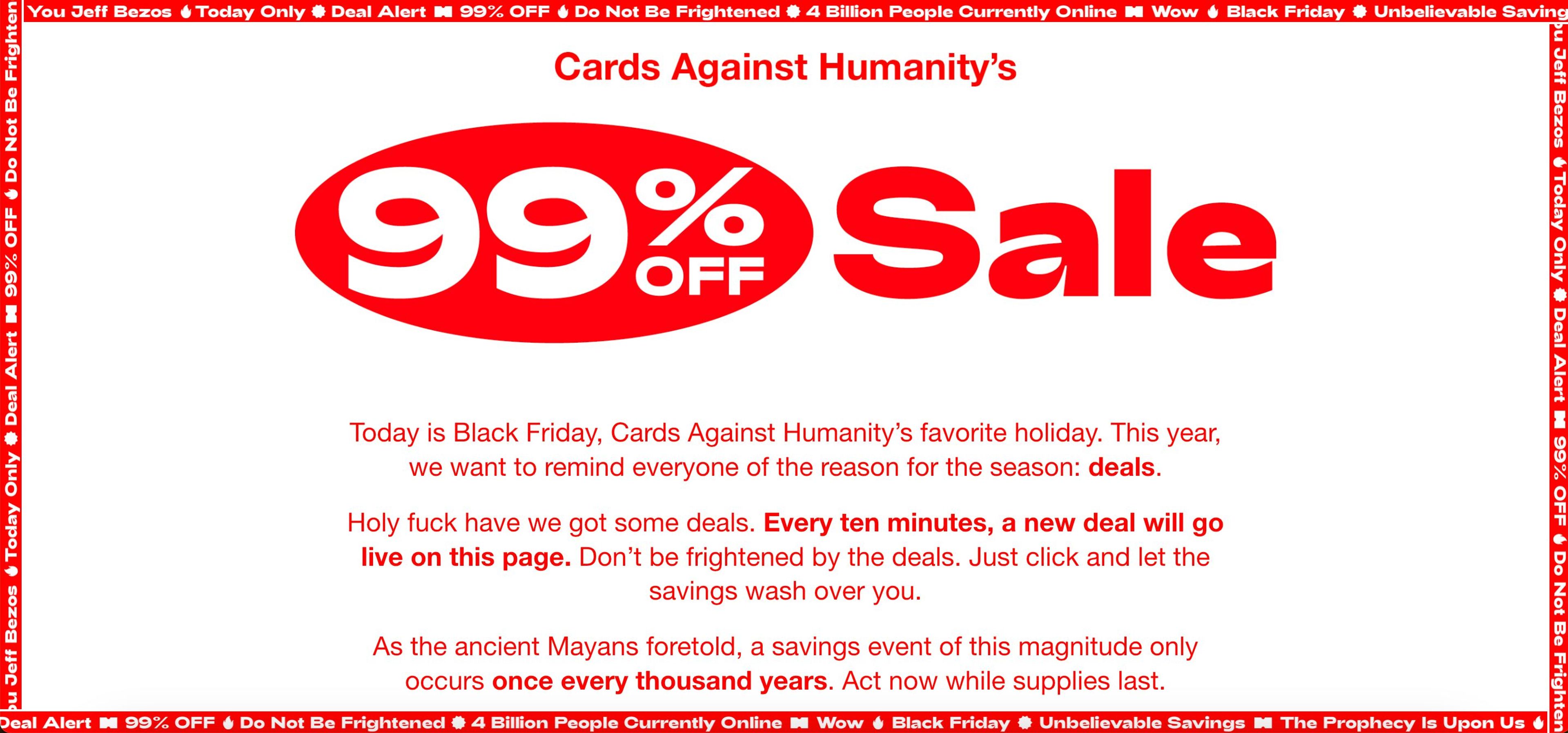 Cards Against Humanity’s Black Friday marketing campaigns