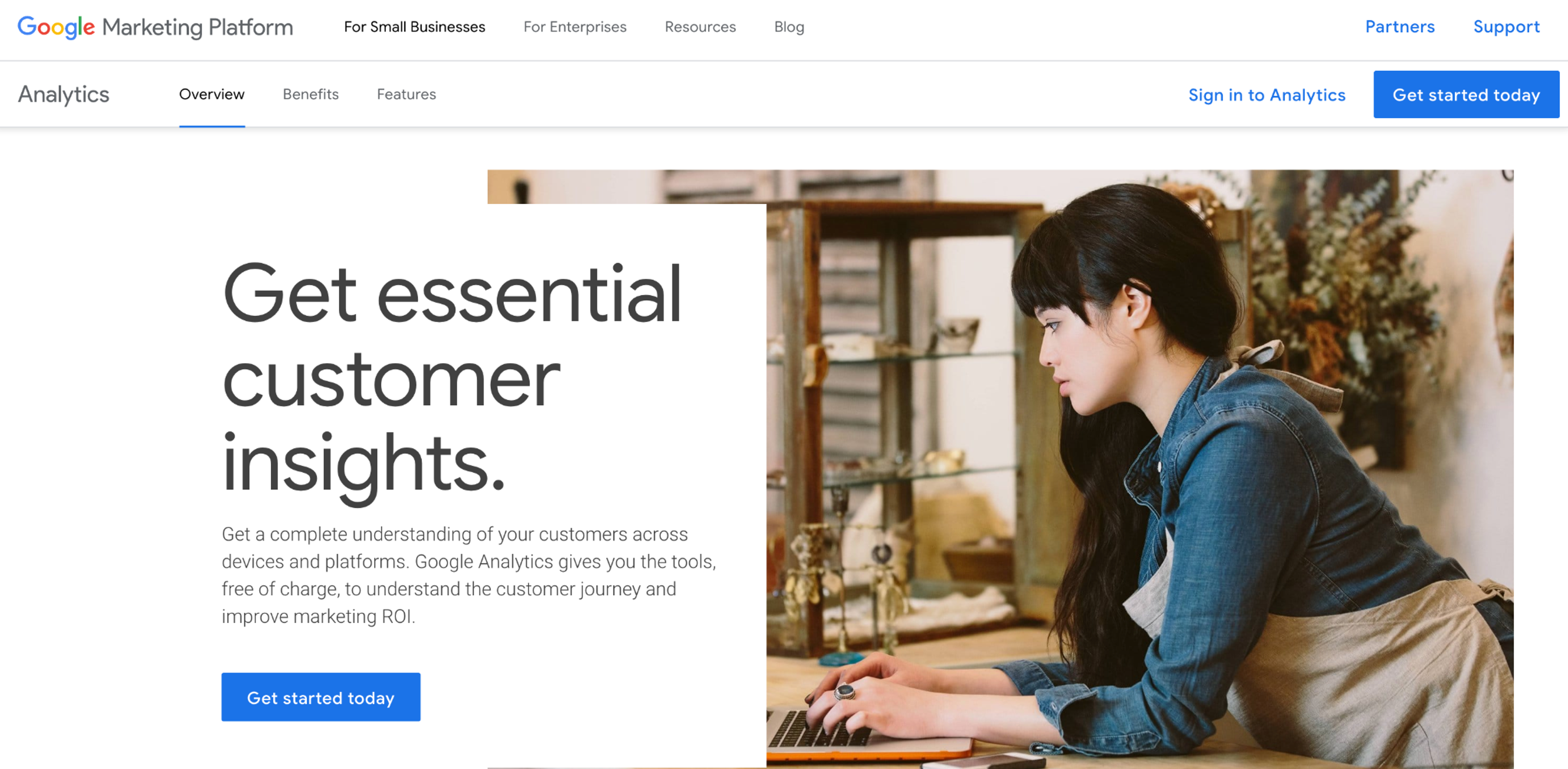 Google Analytics page on the Google Marketing Platform site