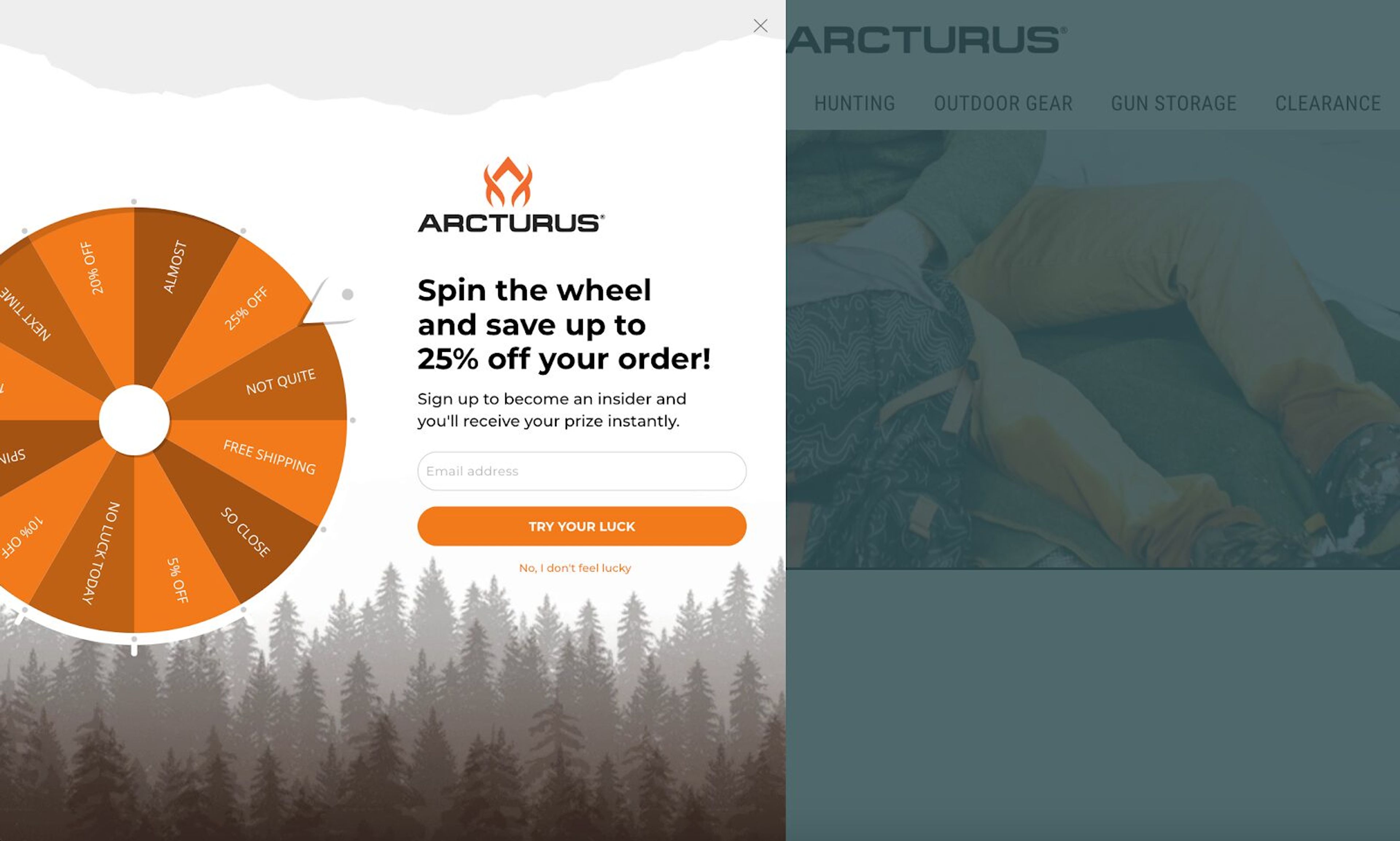 Arcturus catches visitor's attention with a spin the wheel campaign