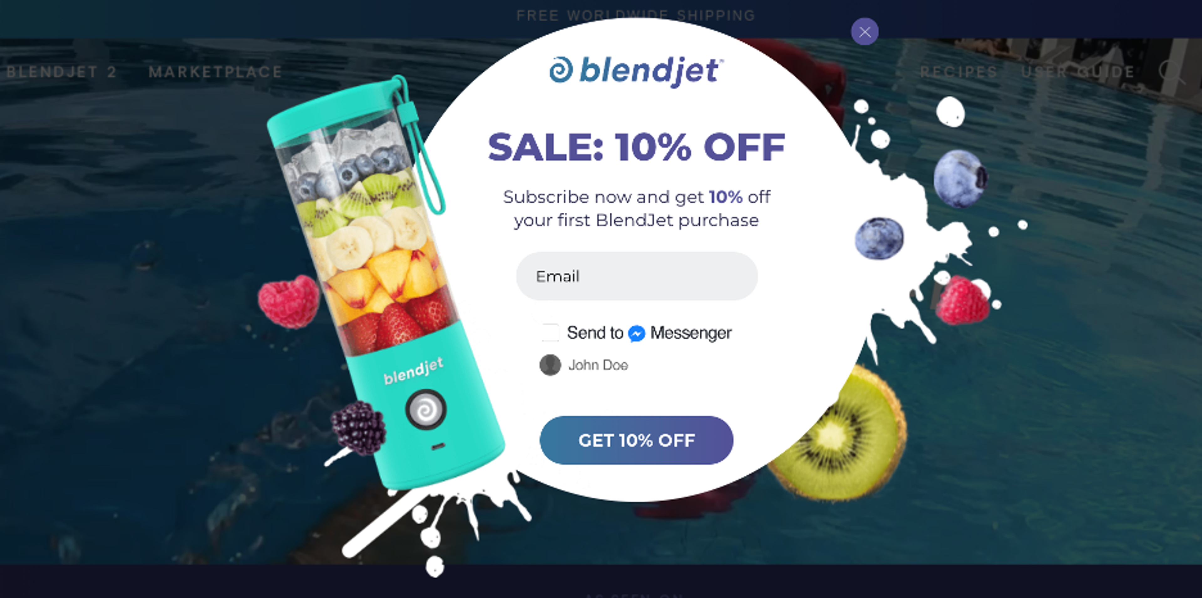 Blendjet popup created with OptiMonk
