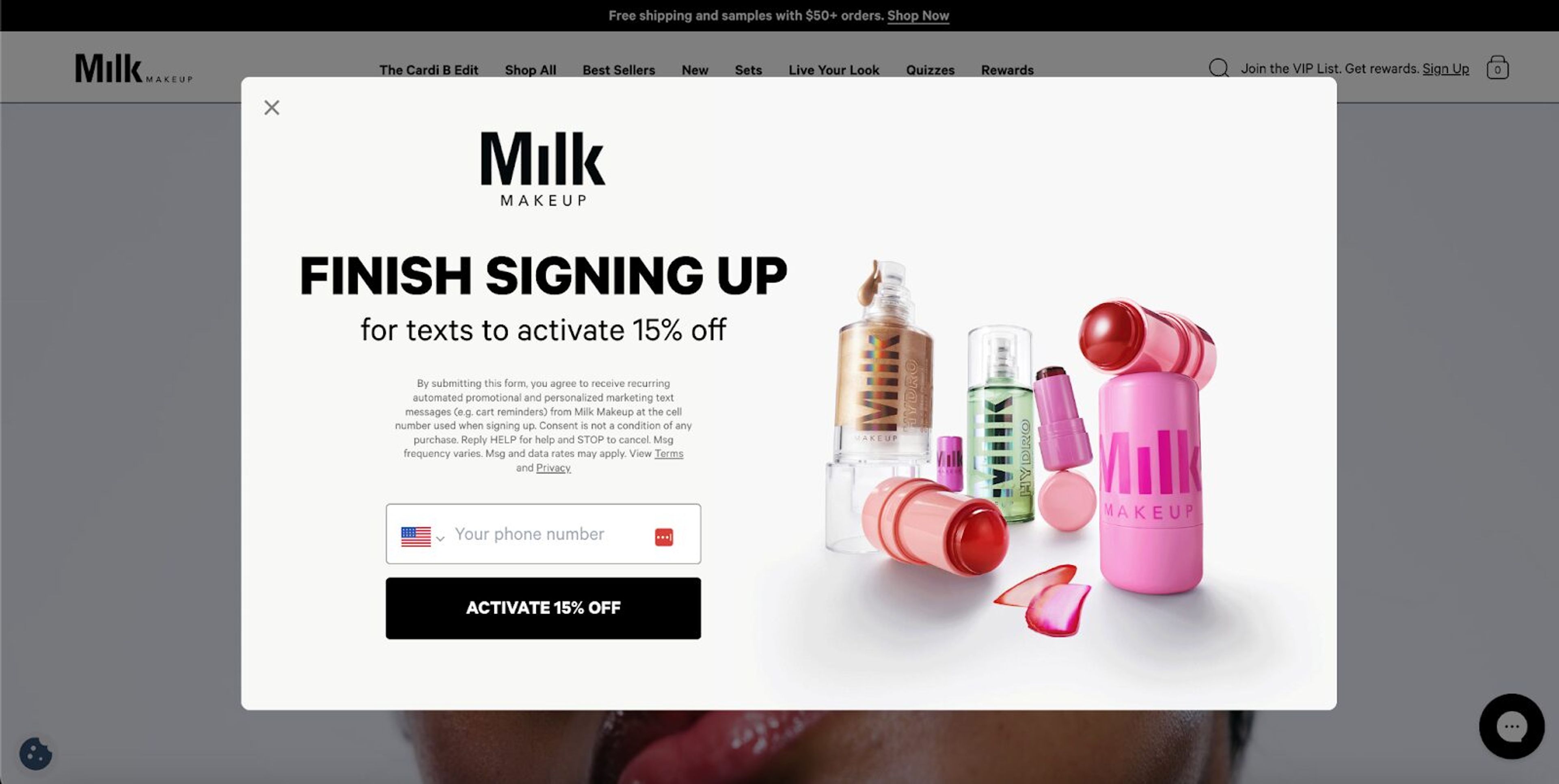 Milk: SMS signup