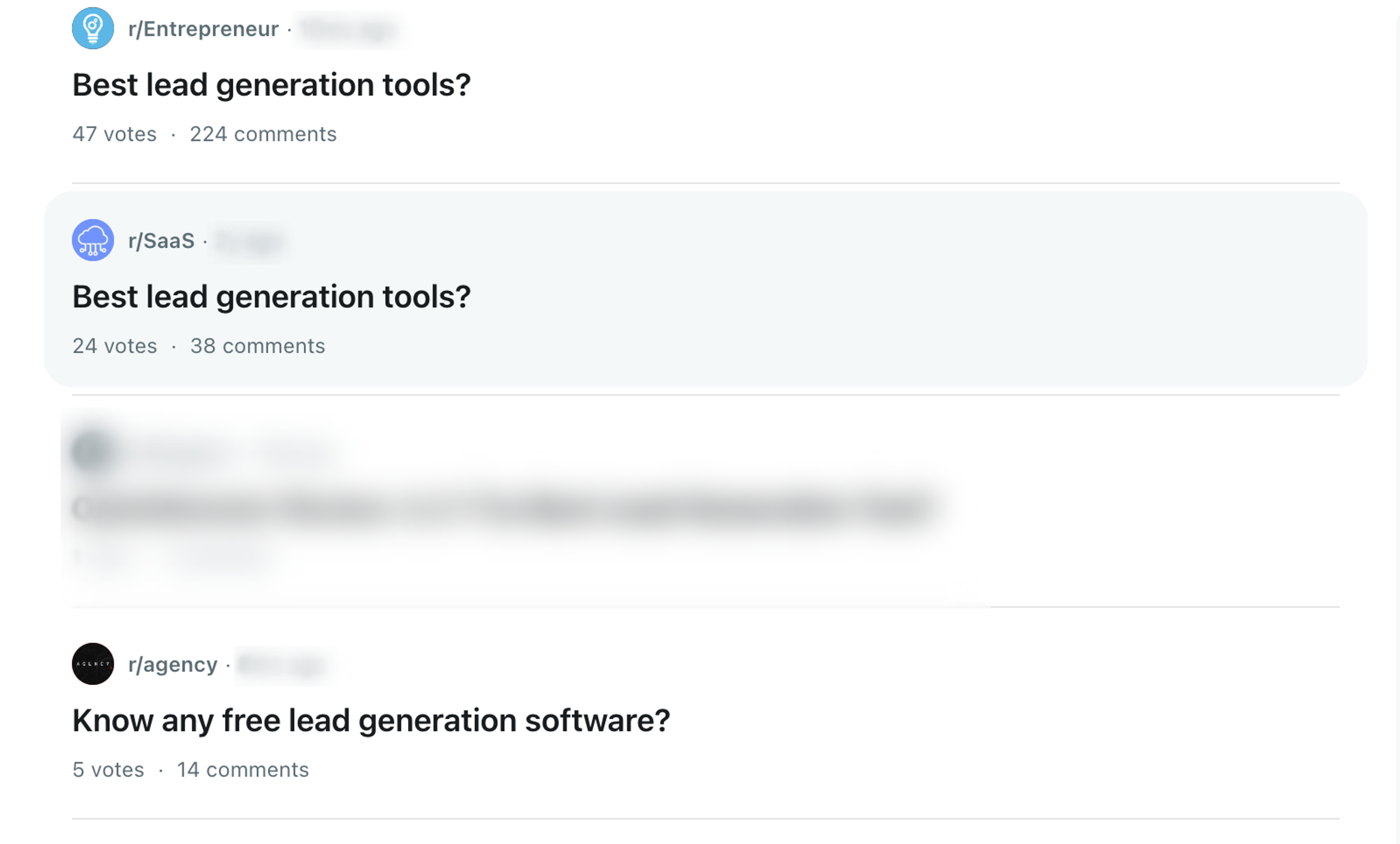 Reddit posts on lead generation tools