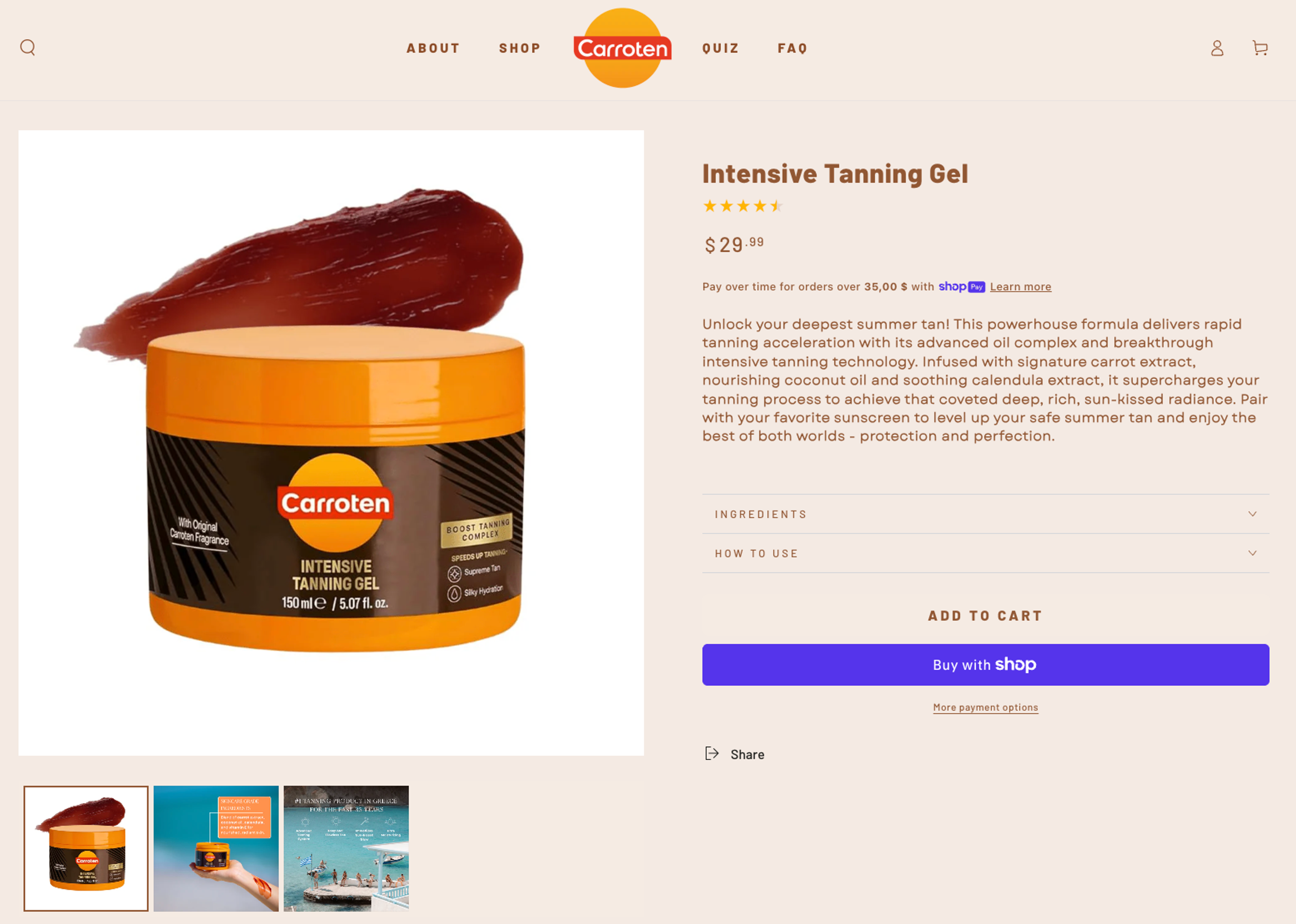 The structure of the Carroten product page