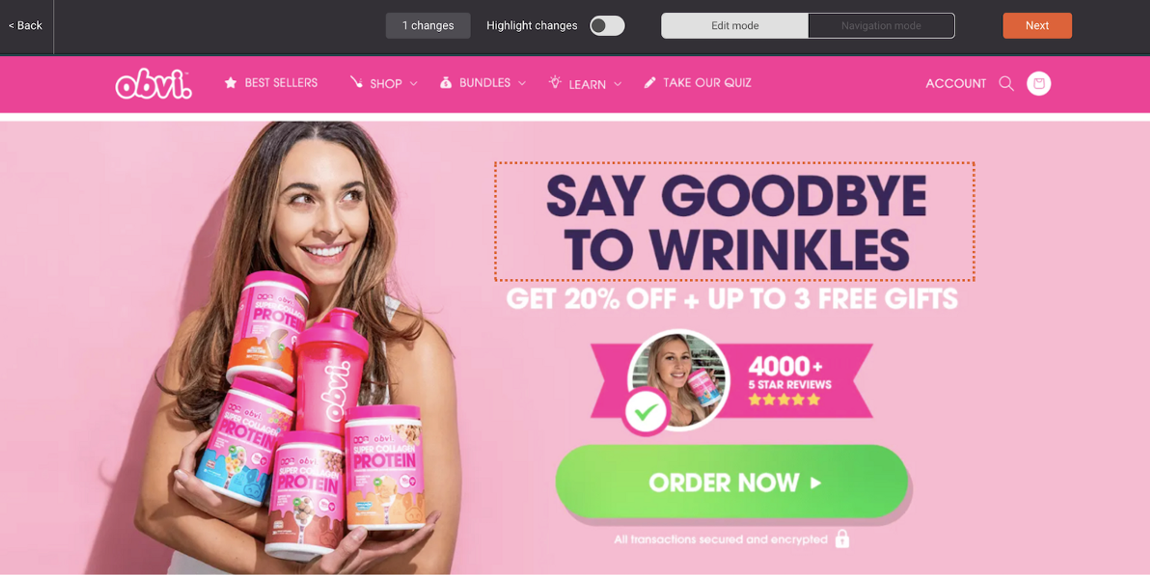 Match your headline to your social media ad copy with OptiMonk