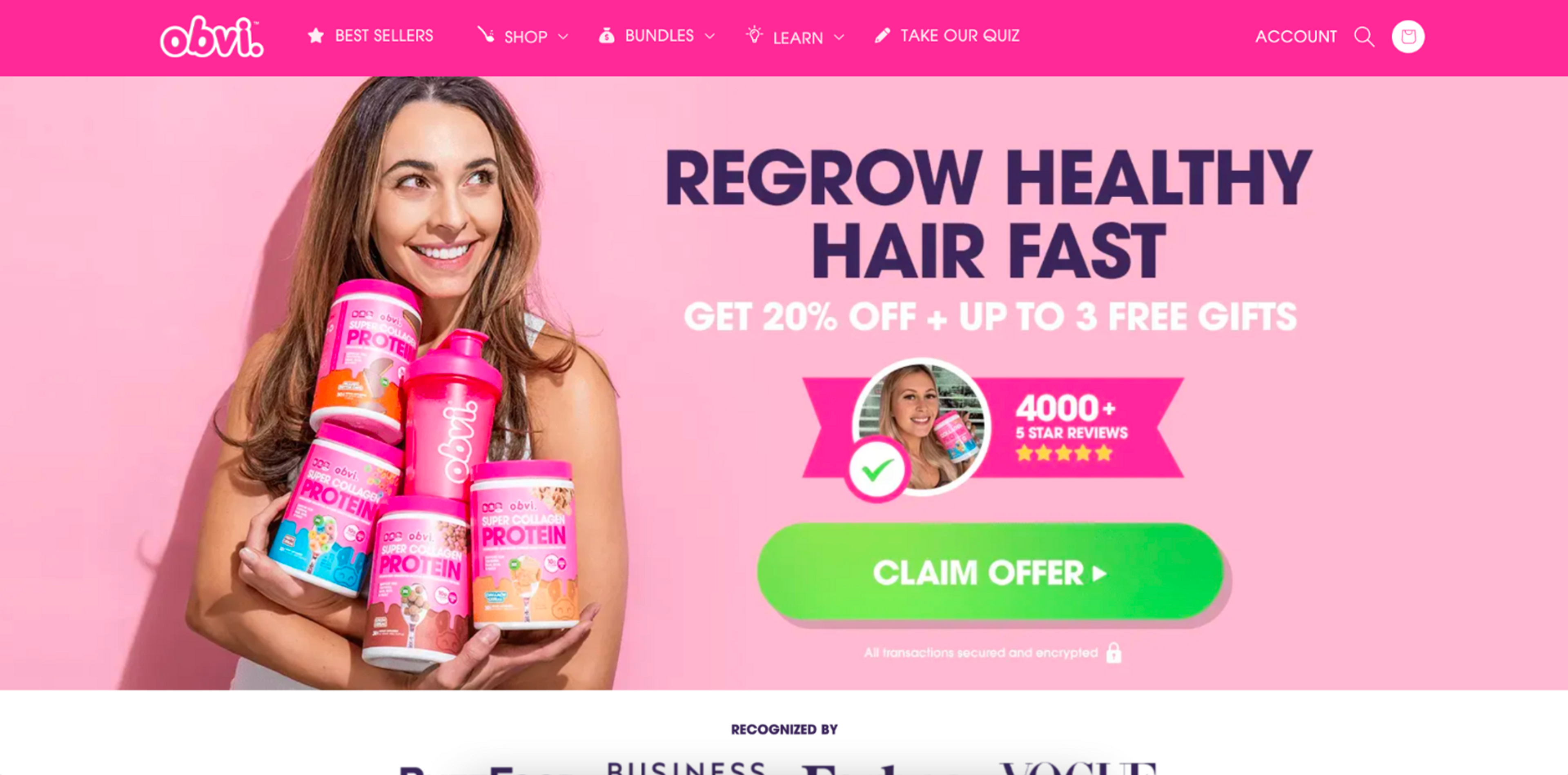 Encourage customers to buy your product with personalization - Obvi example