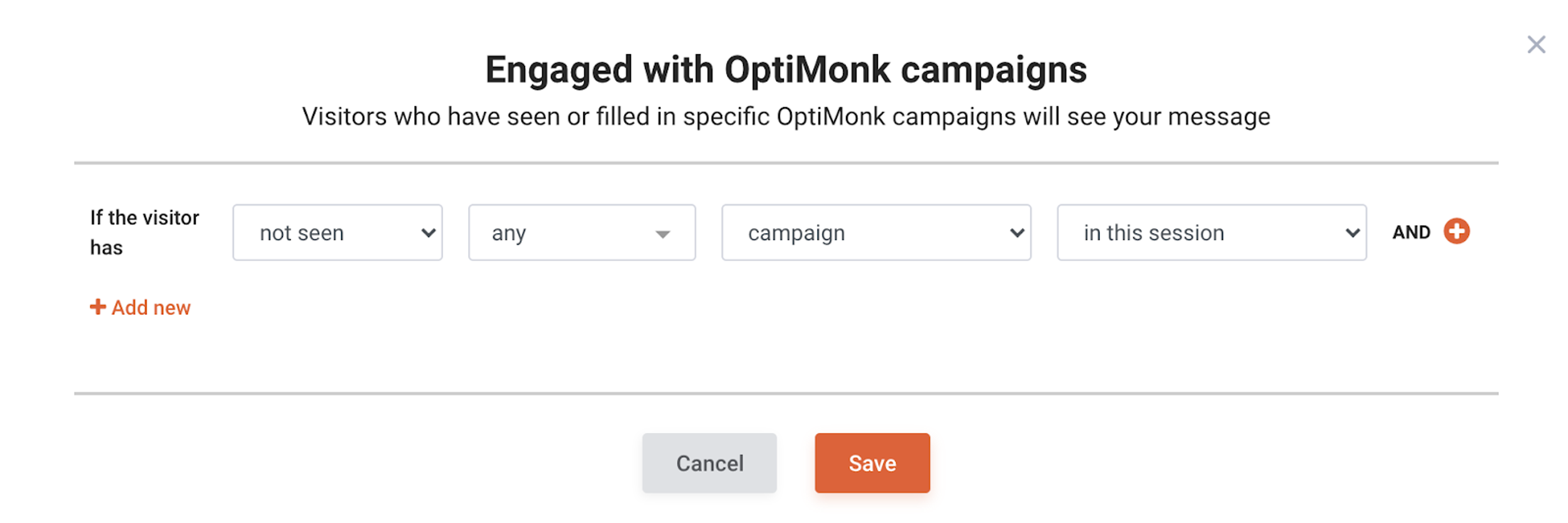 Engaged with OptiMonk campaigns setting