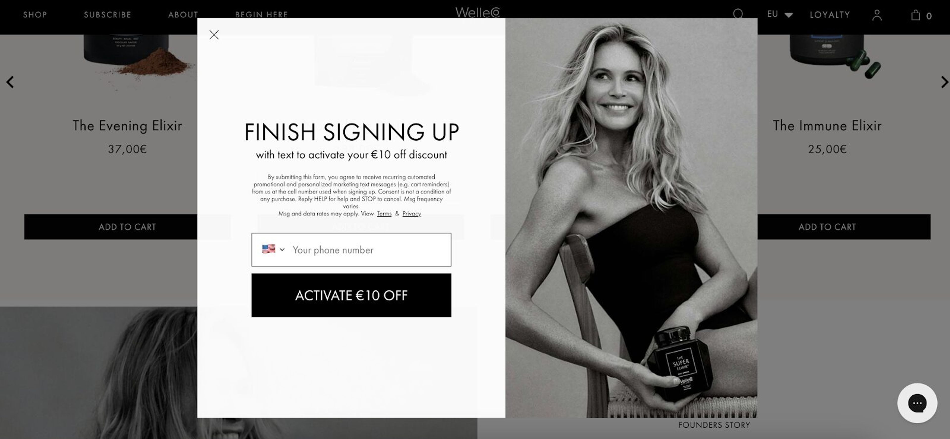 WelleCo’s multi-step popup form example