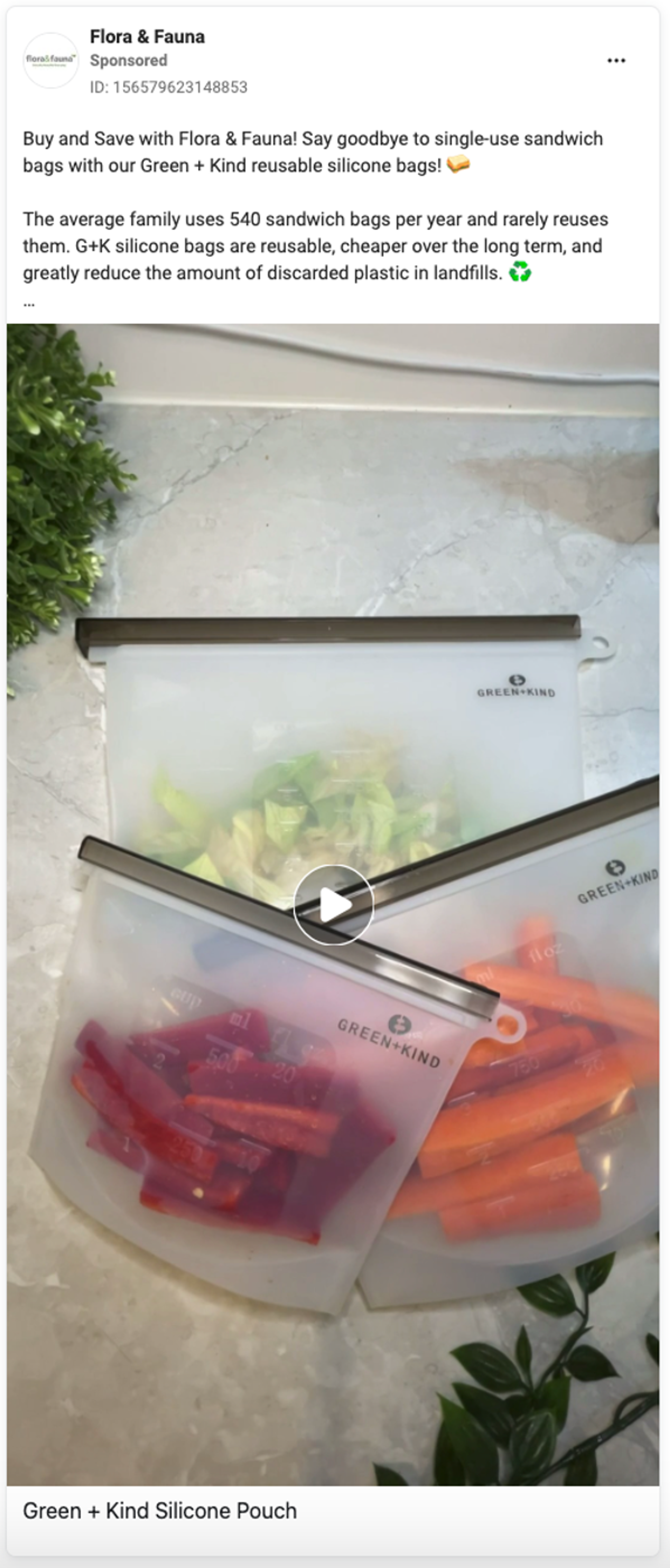 A Flora &amp; Fauna ad on Facebook