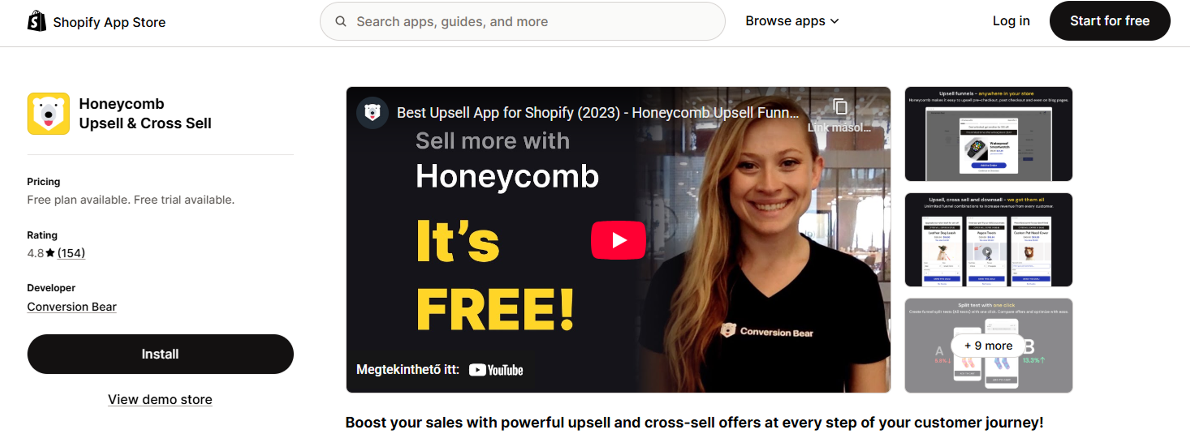 Honeycomb cross-selling and upselling Shopify app