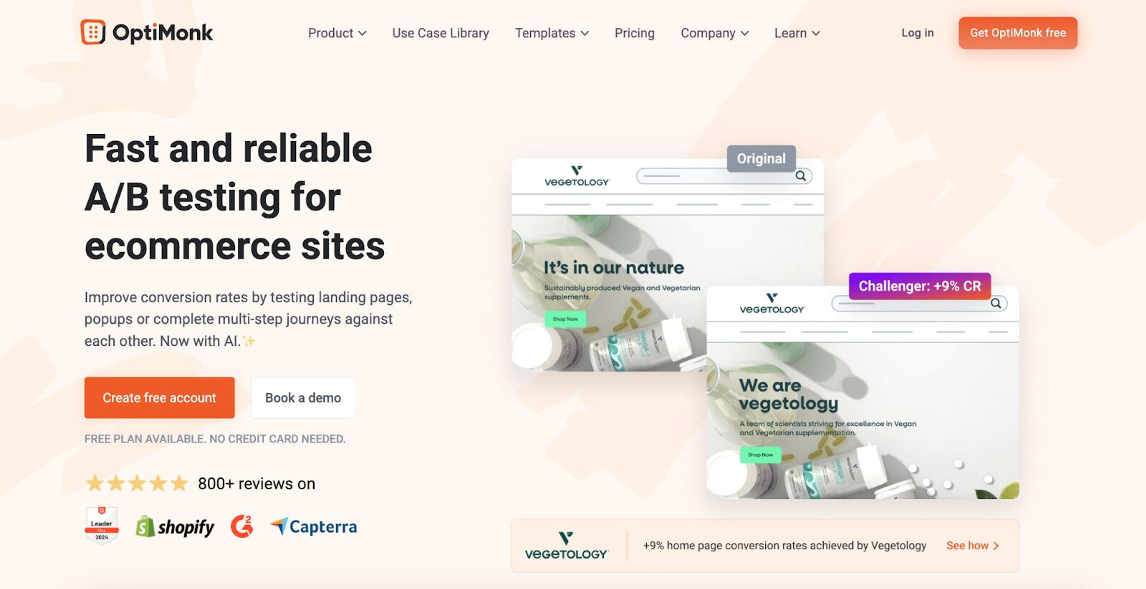 As Google Optimize is no longer an option, OptiMonk takes a lead in A/B testing.