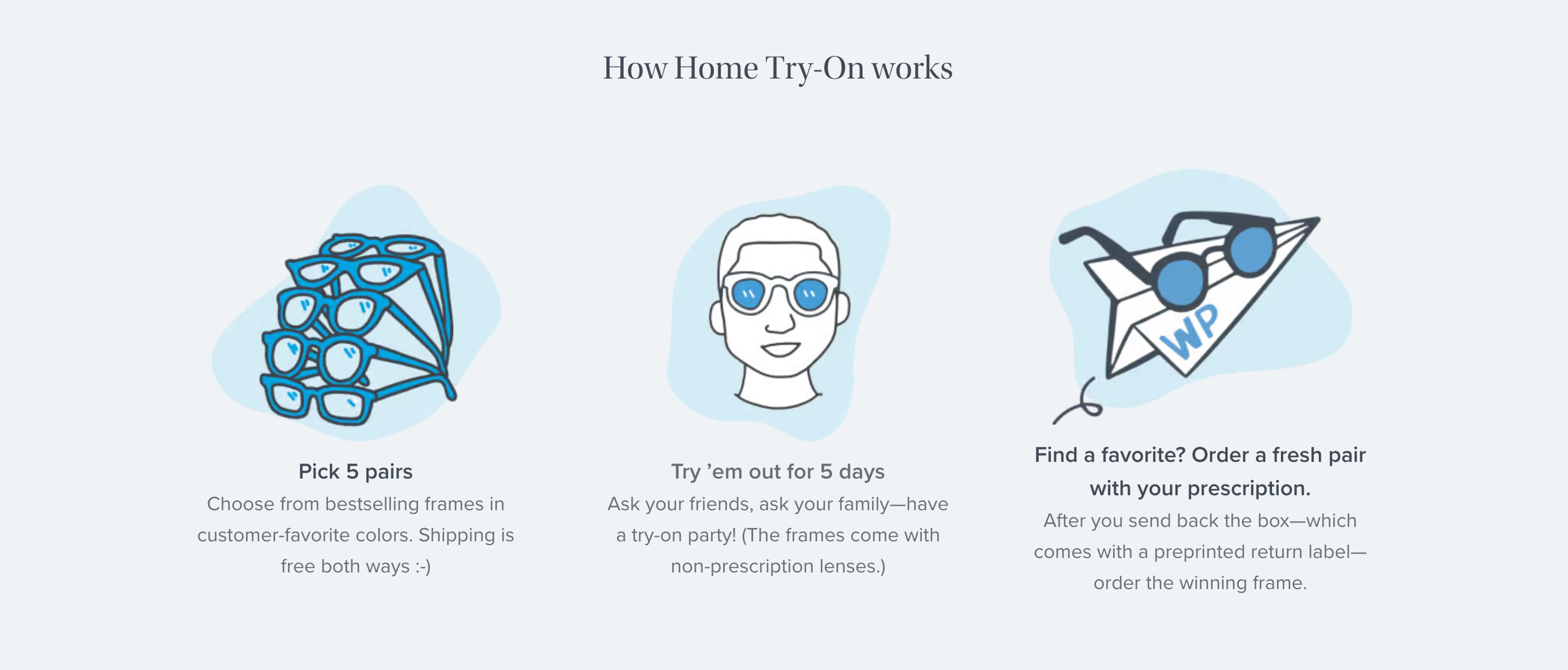 Warby Parker home try-on landing page