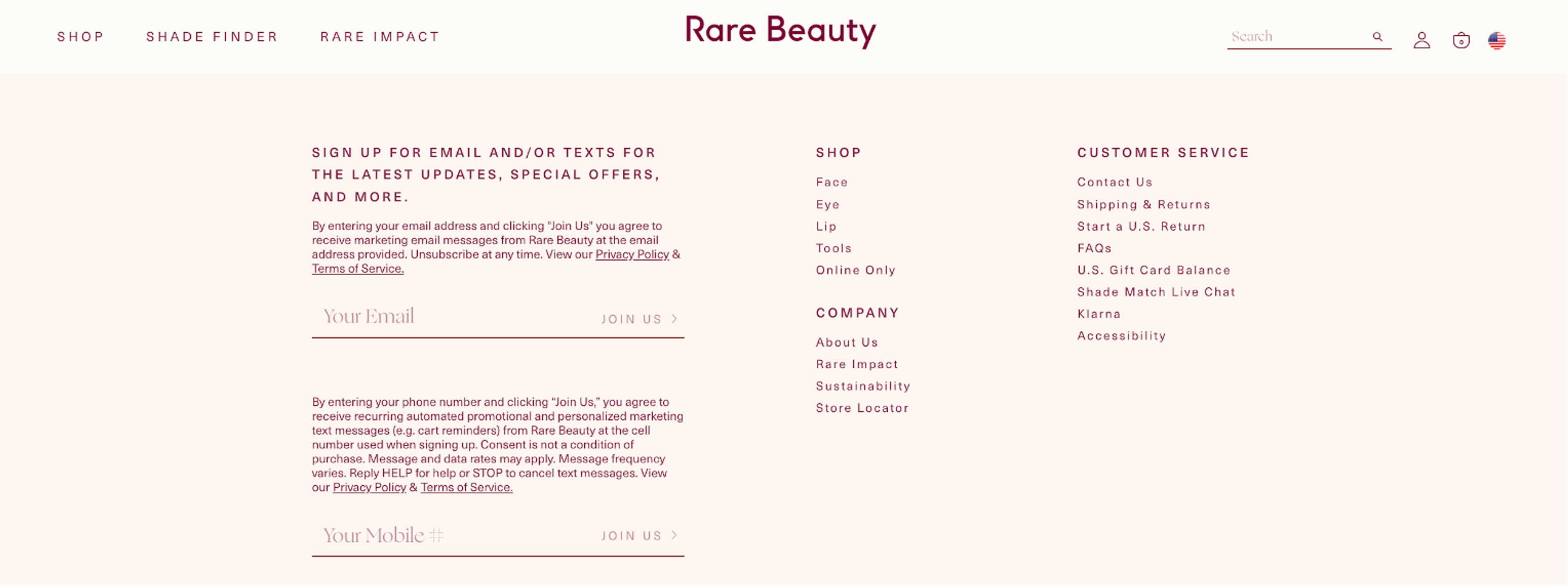 Rare Beauty embedded email capture form