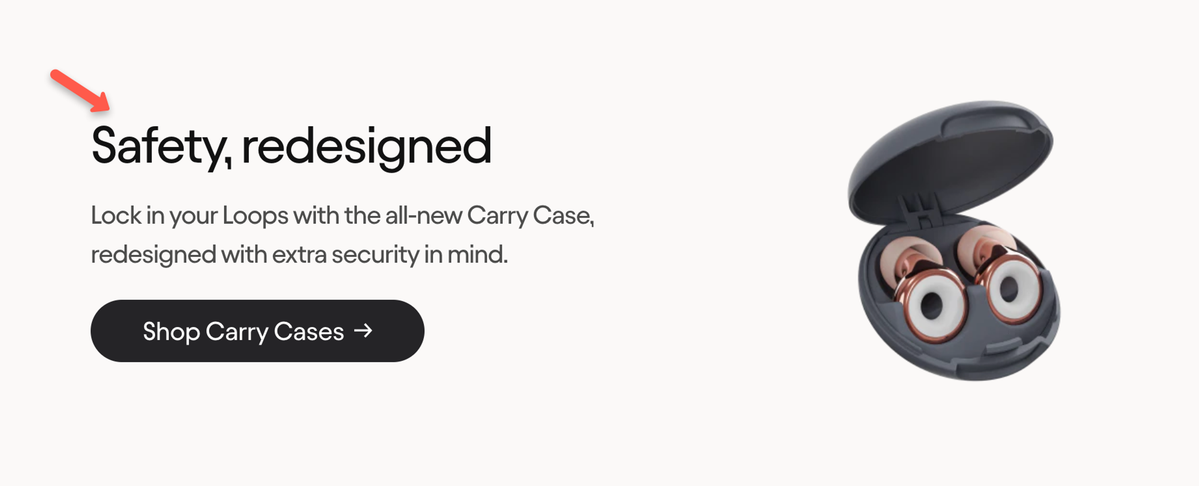 Loop Earplugs website example using power words