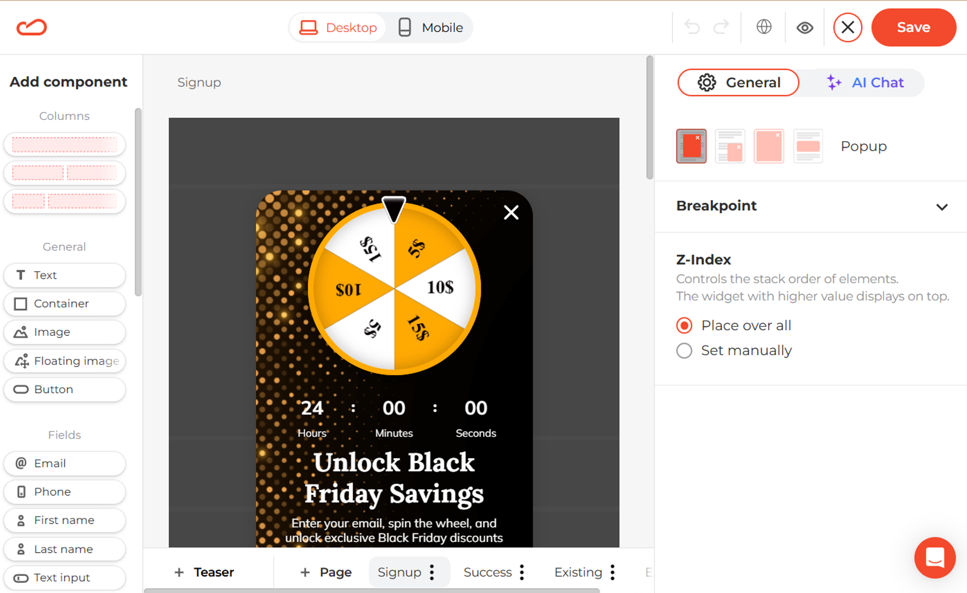 Claspo popup builder