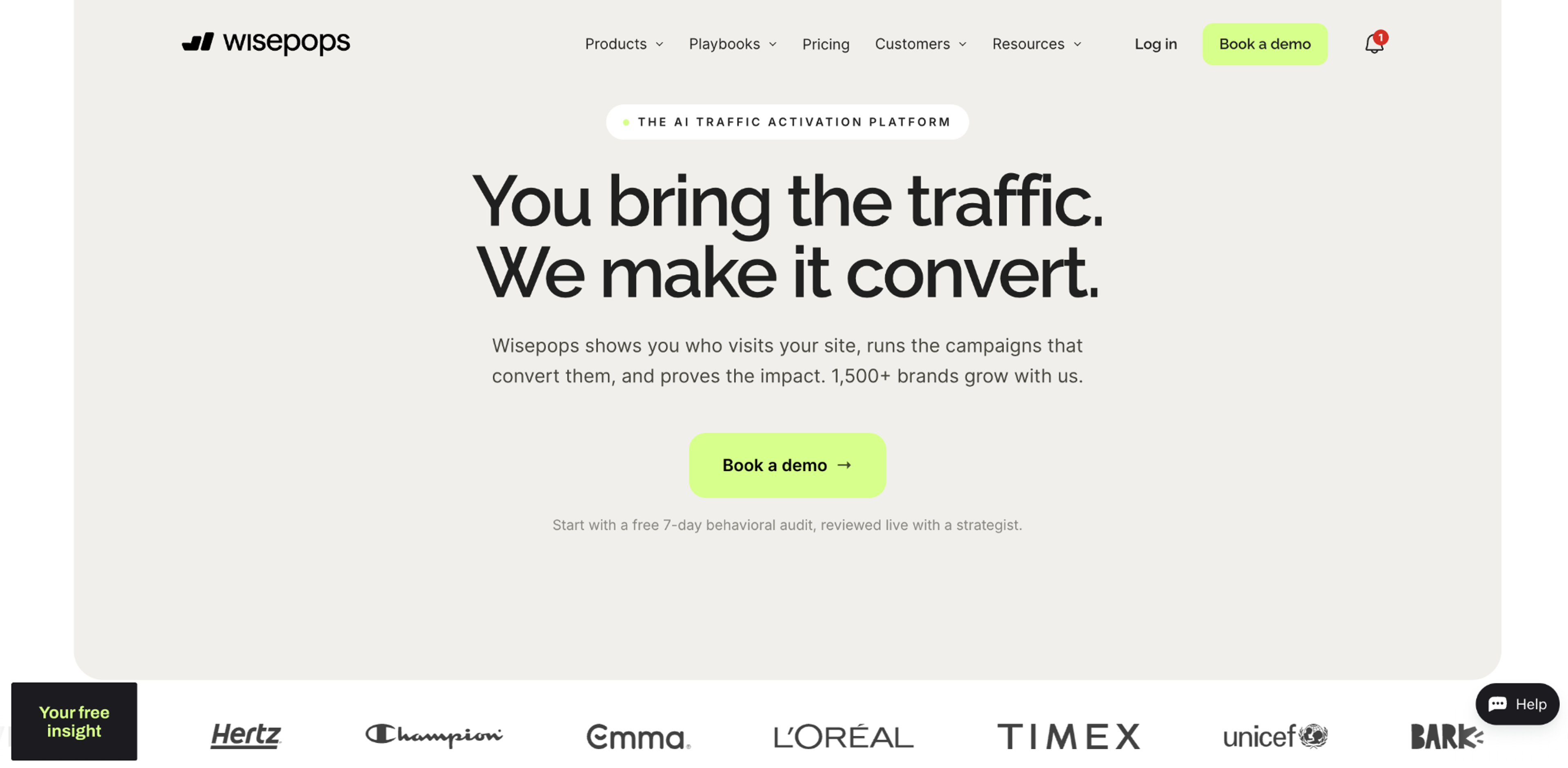 Wisepops homepage