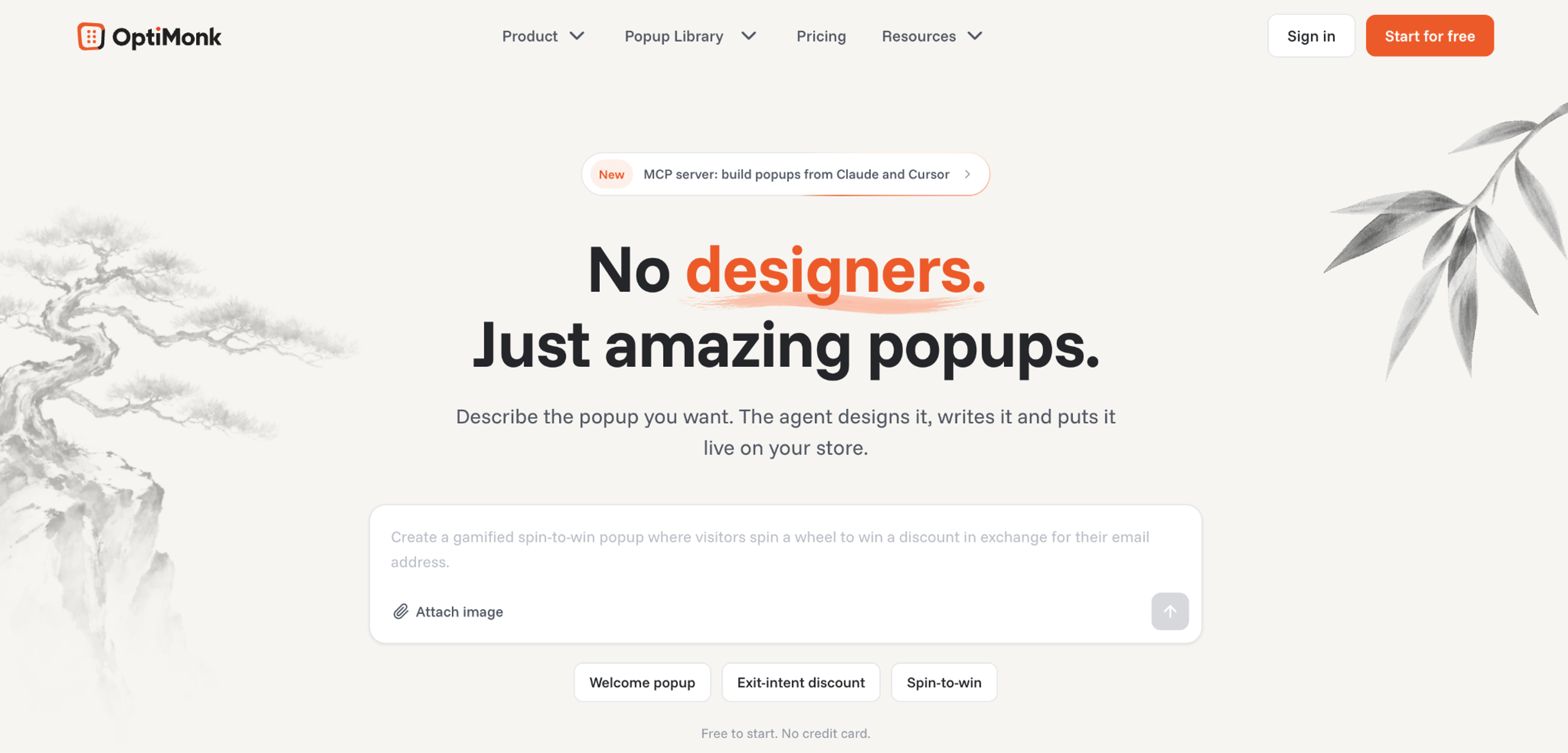 OptiMonk agentic popup builder