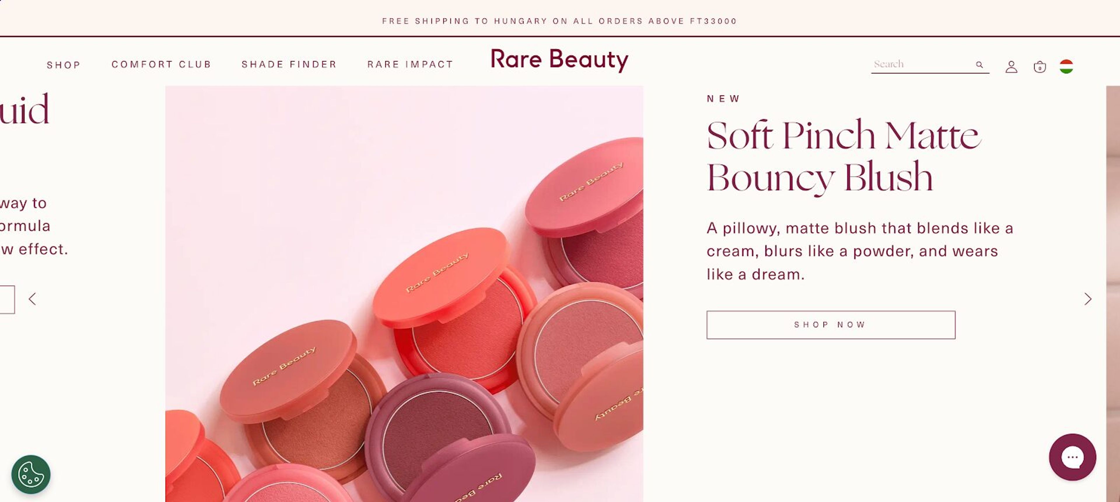 Rare Beauty store engaging users through non-AI live chat, emphasizing community and emotional connection in marketing.