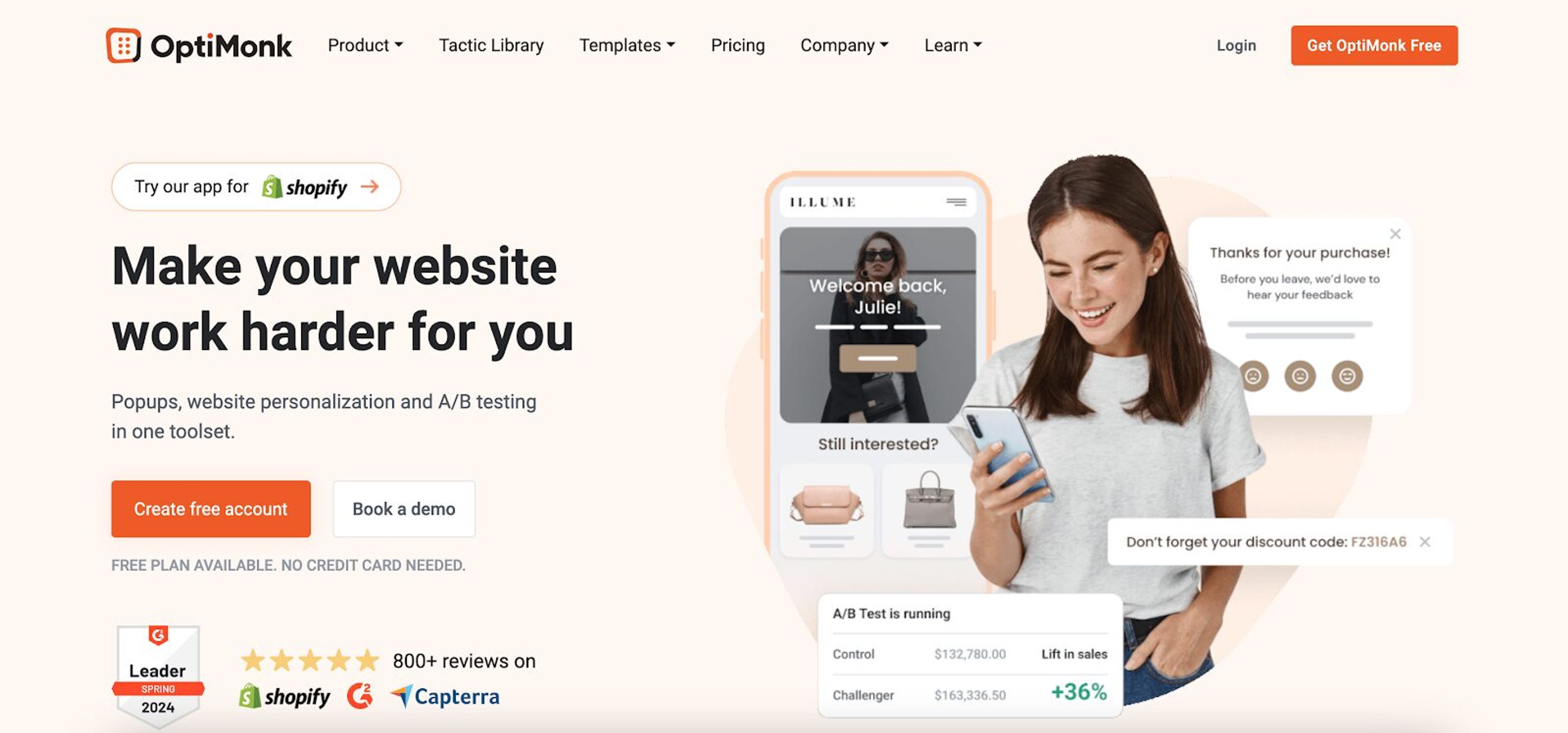 Tackle your woocommerce abandoned carts with OptiMonk.