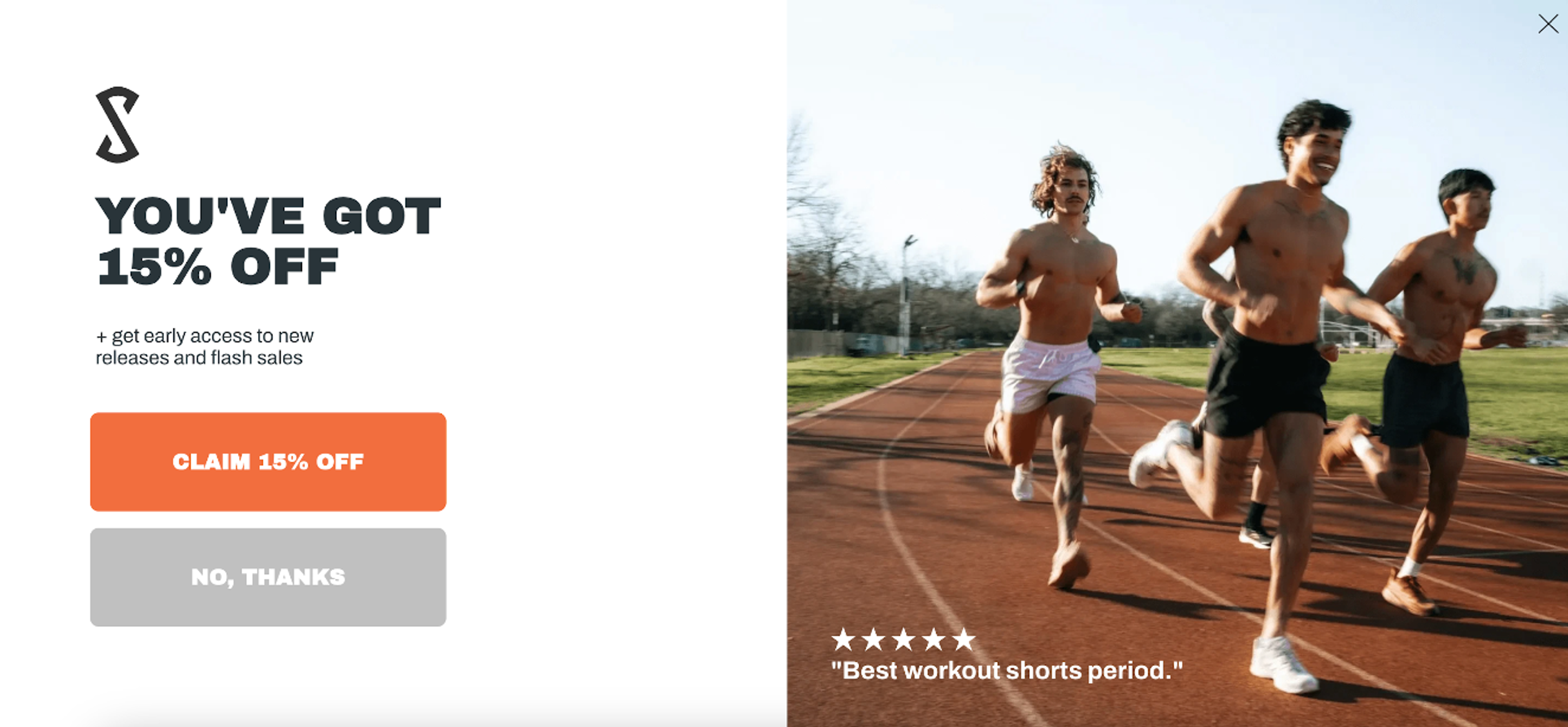 SquidHaus's entry popup offering 15% off plus early access to sales and new releases