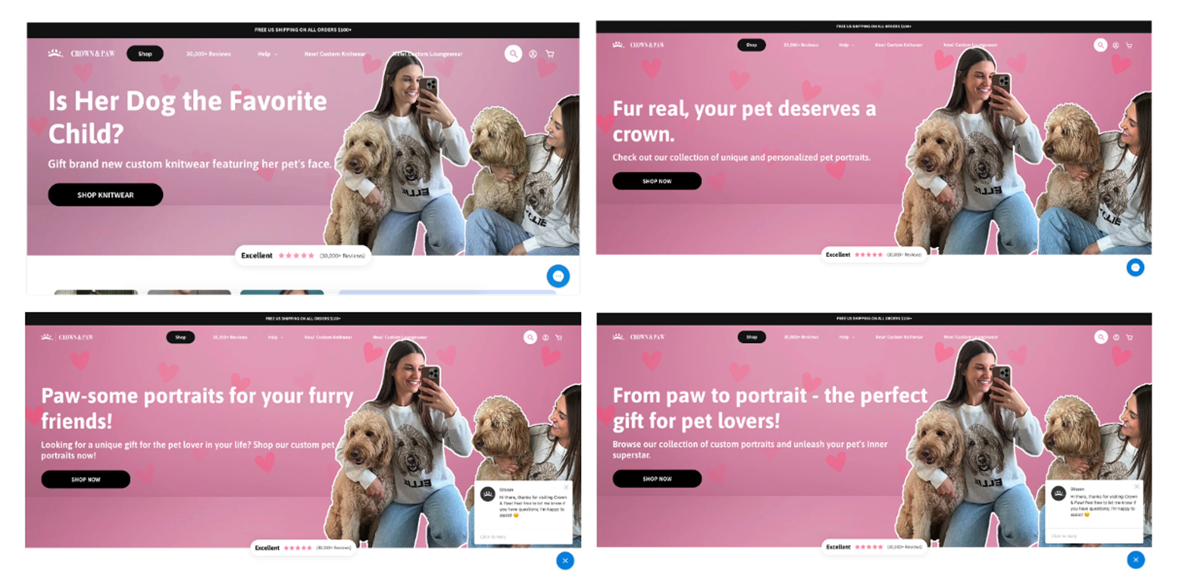 Crown &amp; Paw website A/B test