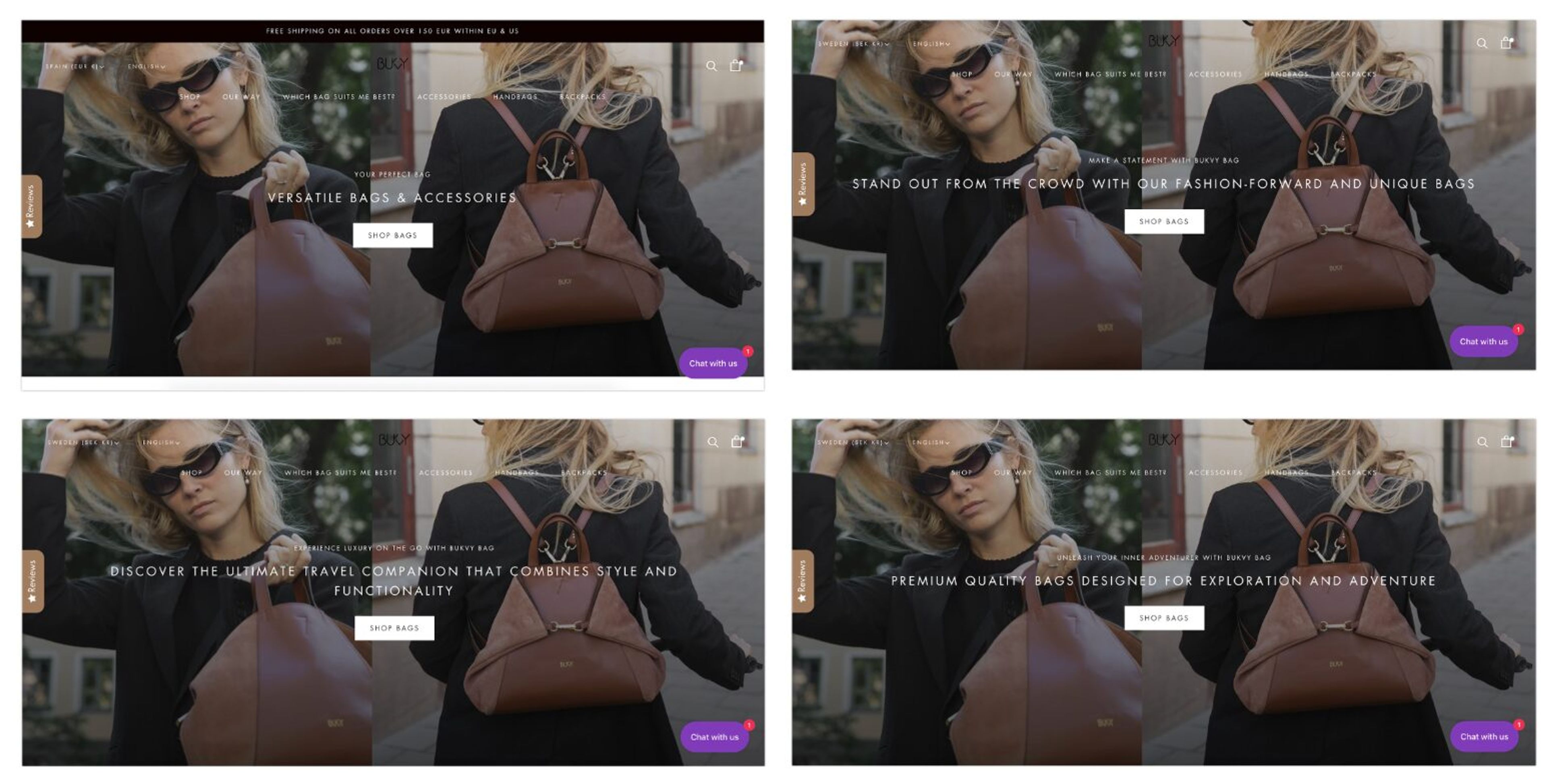 Bukvybag's example for A/B testing value proposition