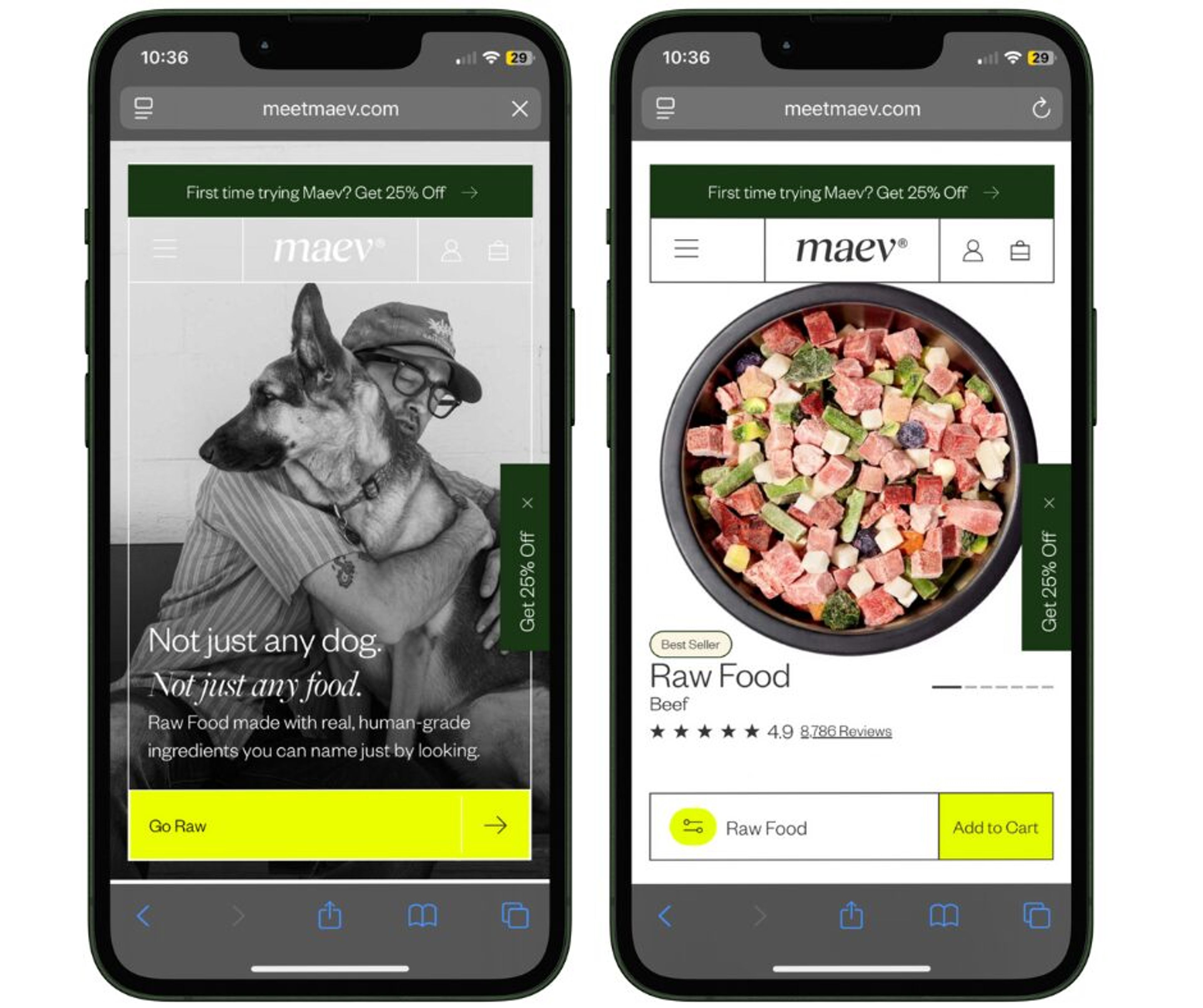 Maev's website is fully optimized for mobile devices.