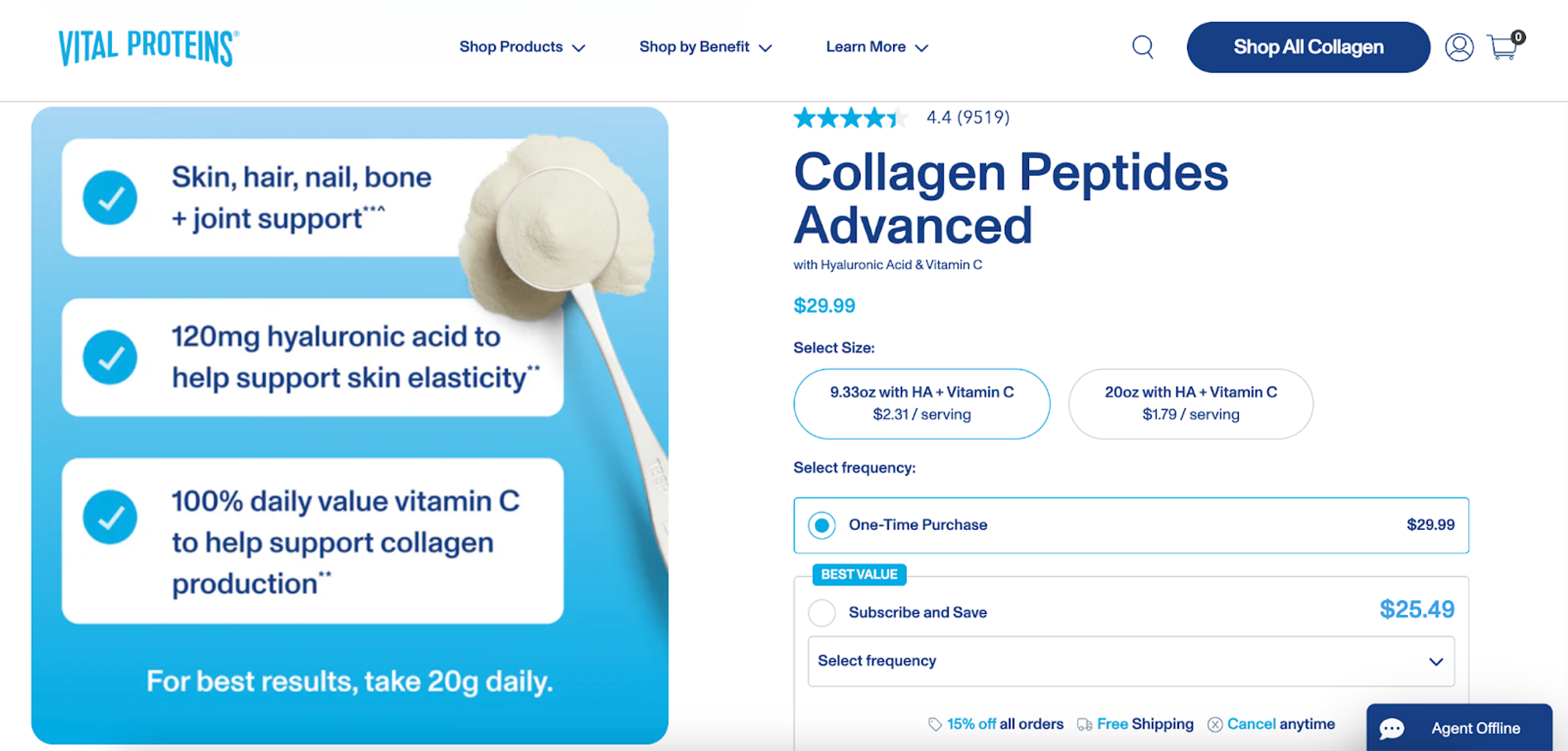 Vital Protein clearly highlights what the product does .