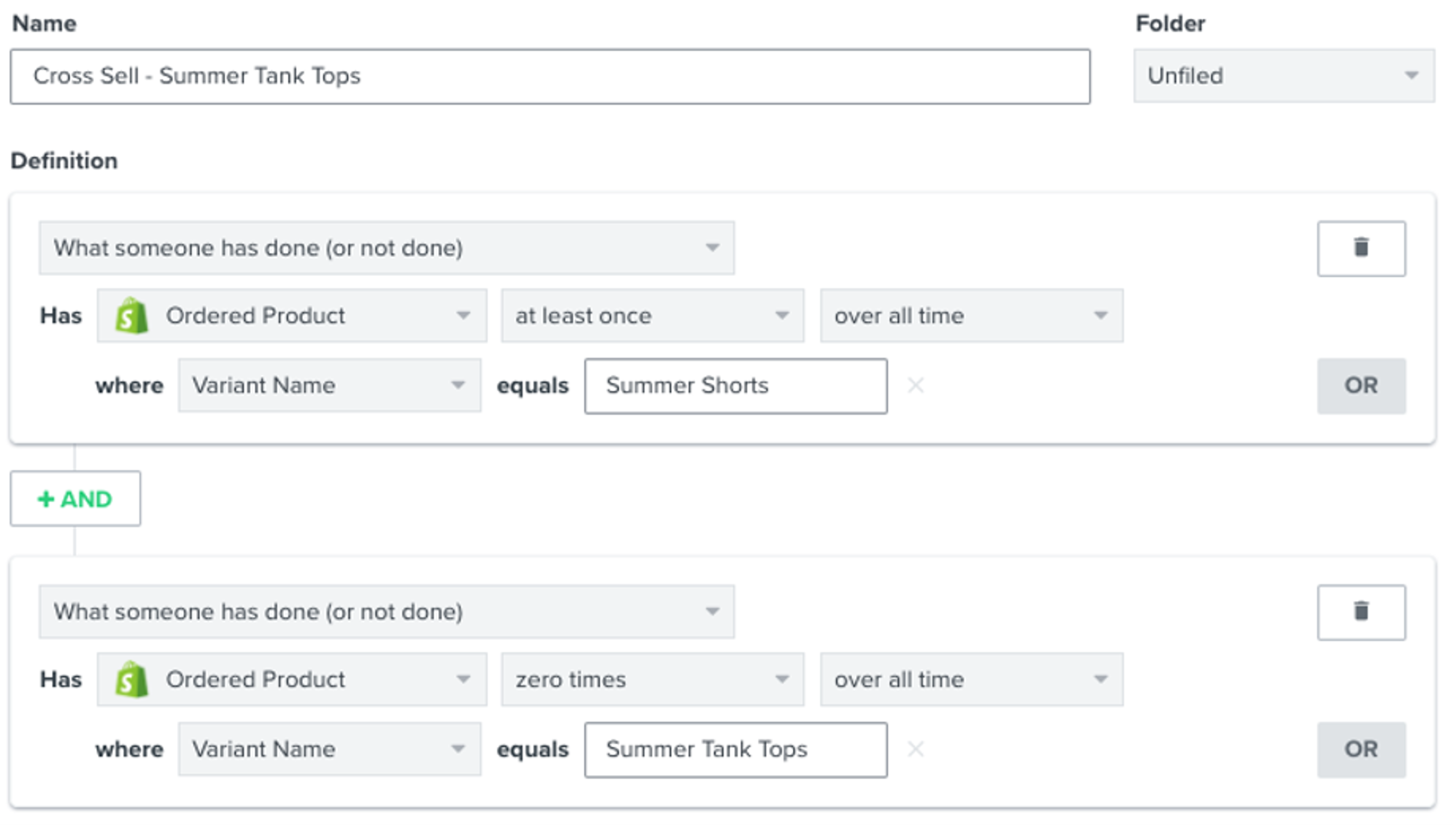 Klaviyo lists for cross-selling