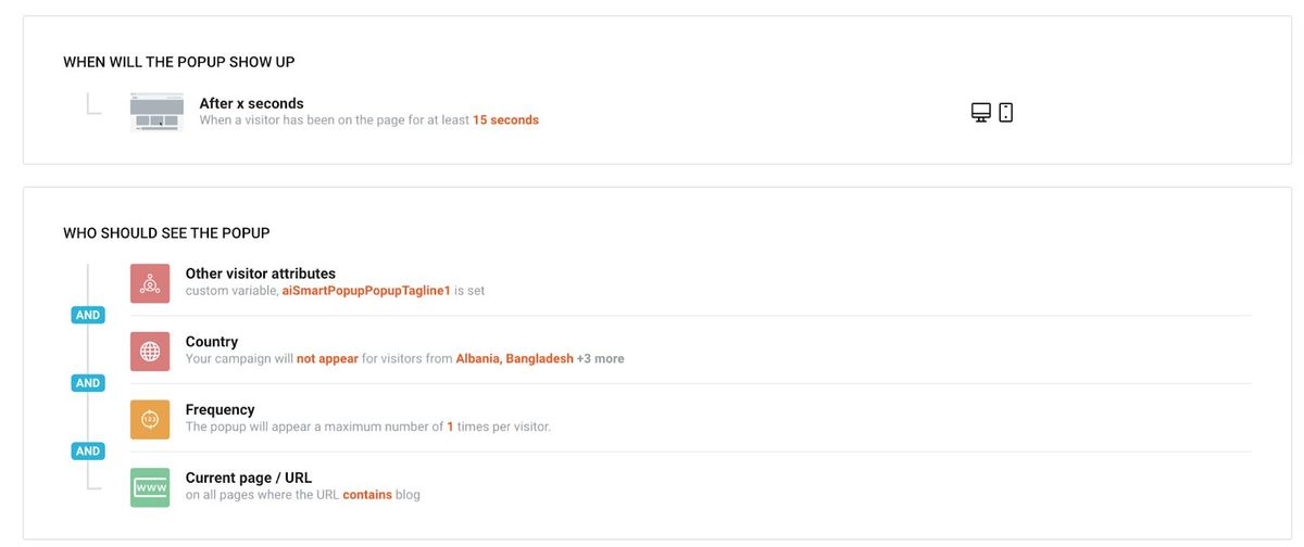 They set the triggering option for their personalized popups