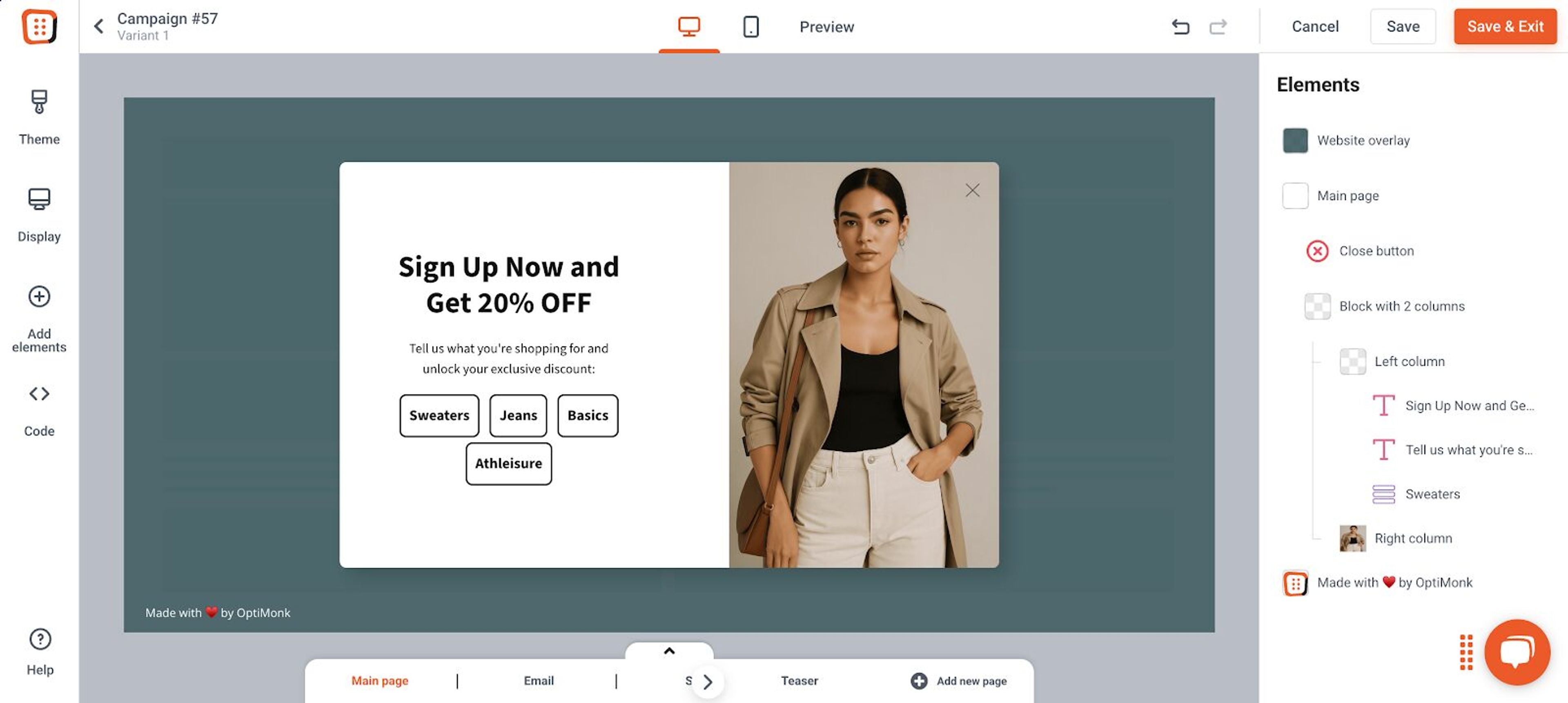Create targeted messages with OptiMonk
