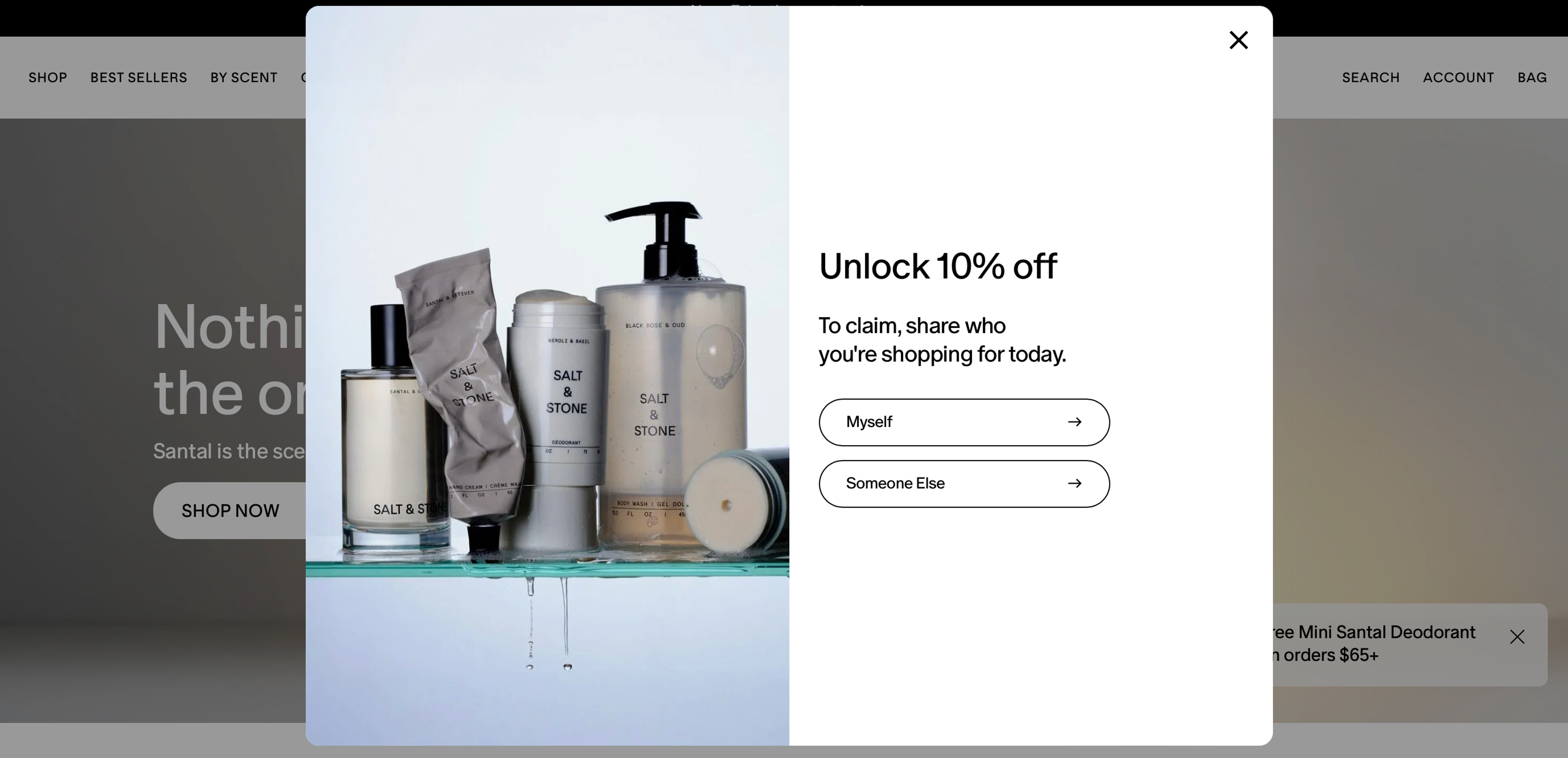 Multi-step popup: first page