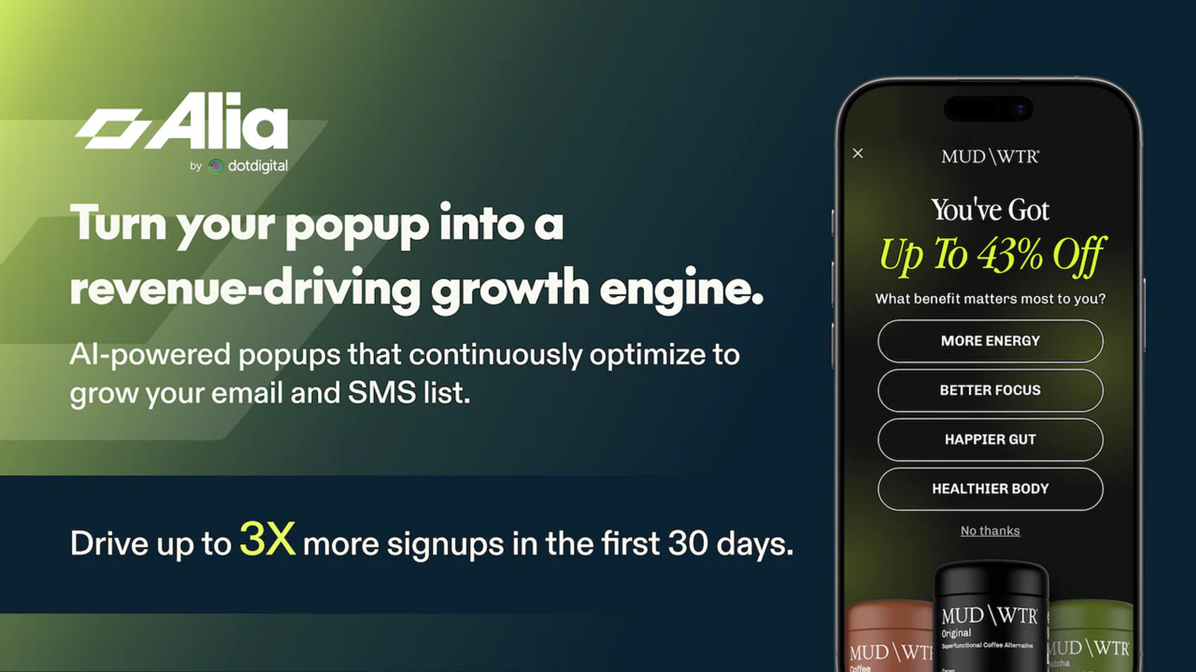 Alia Shopify popup app