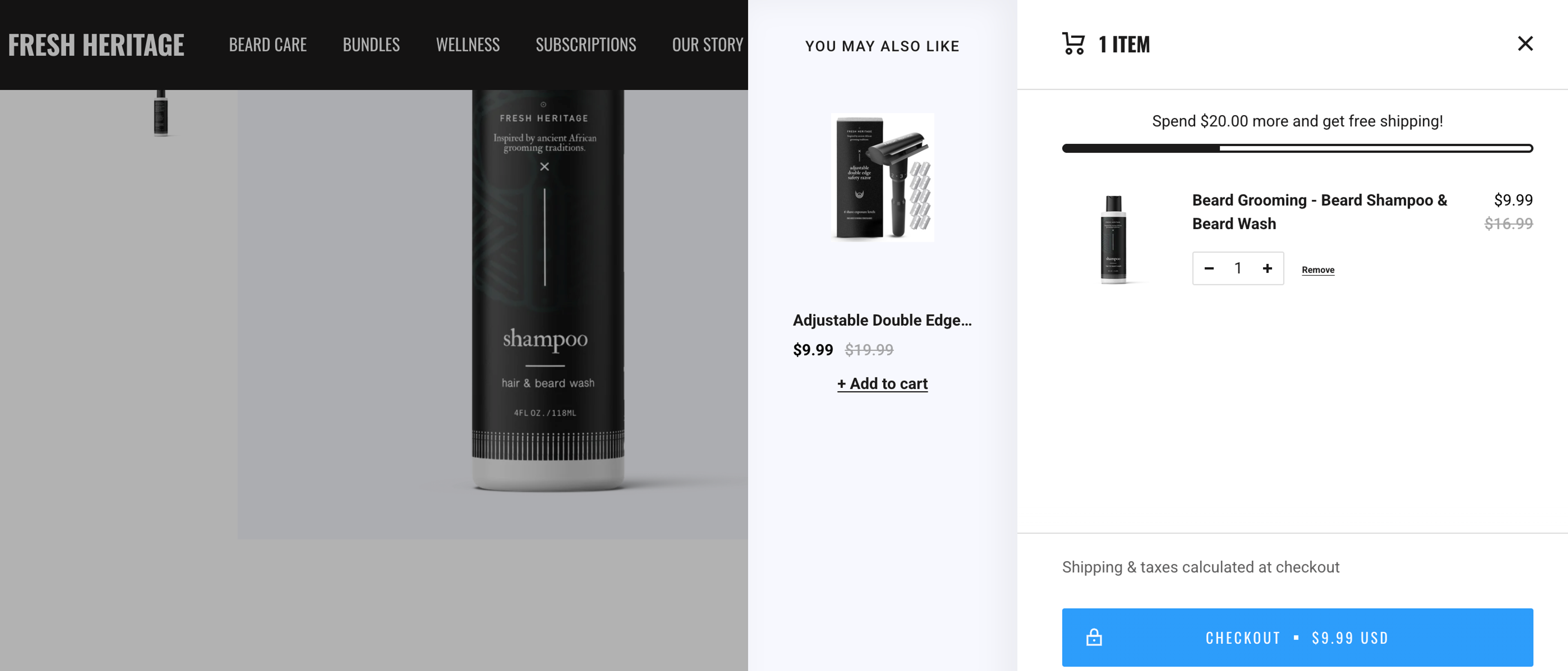 Fresh Heritage ecommerce cart design