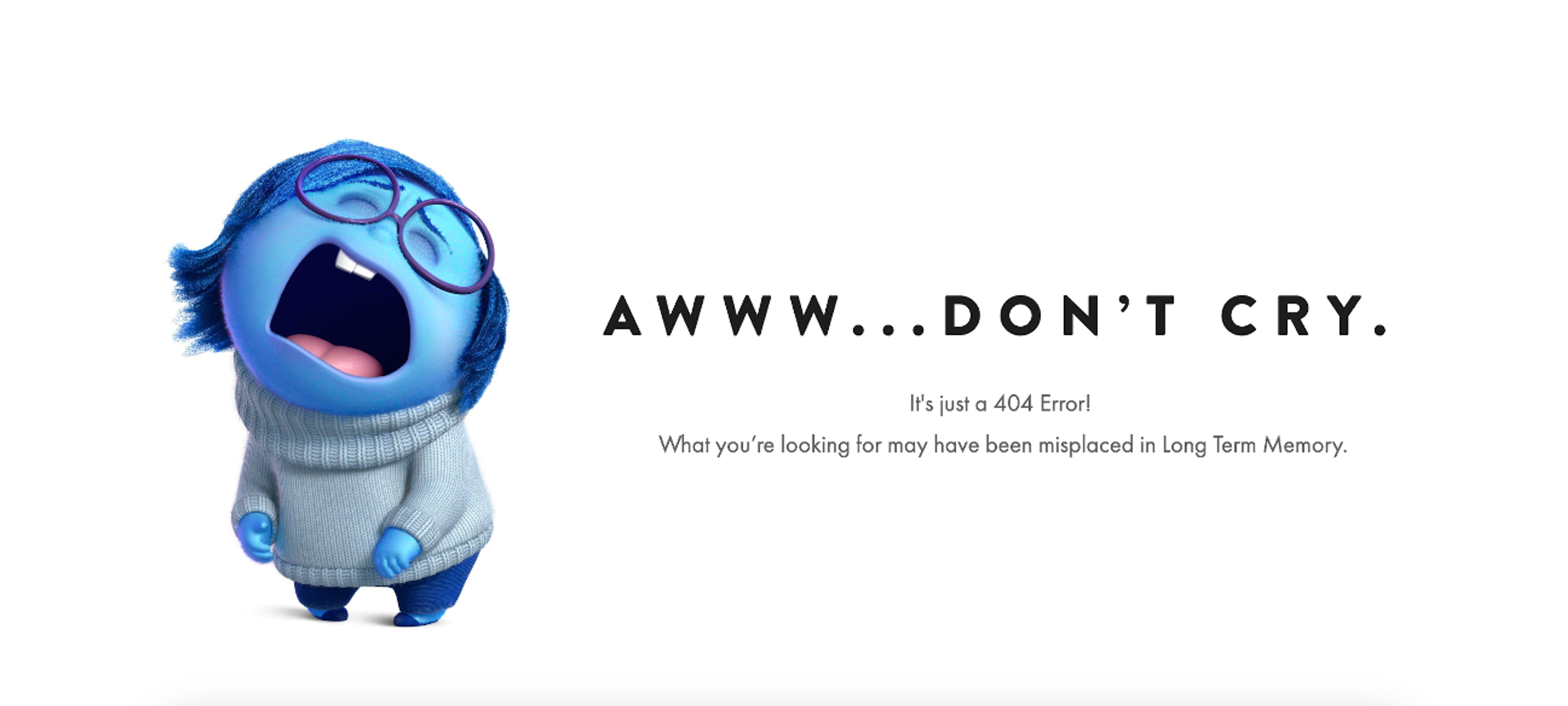 Pixar 404 page provides a positive user experience