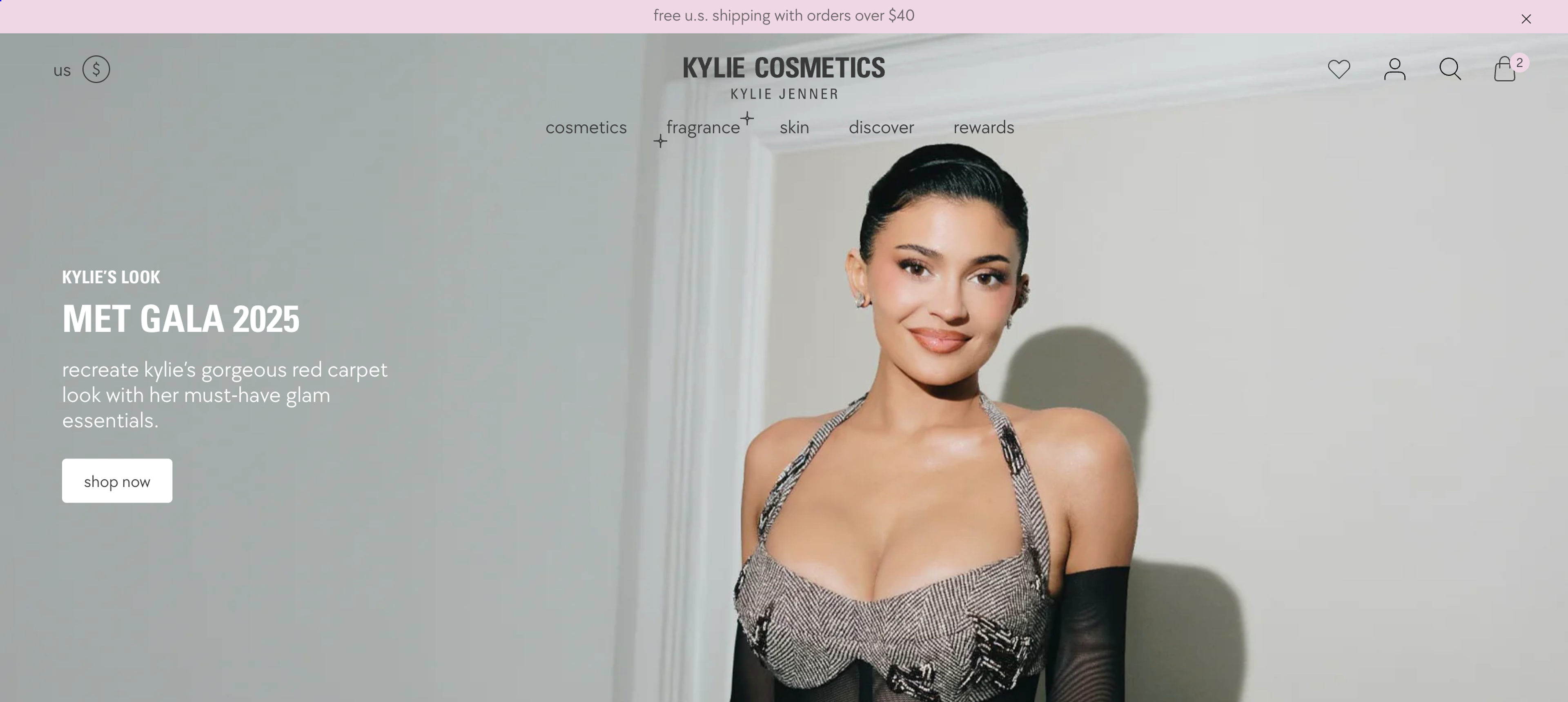 Above the fold important showing Kylie Jenner makeup look