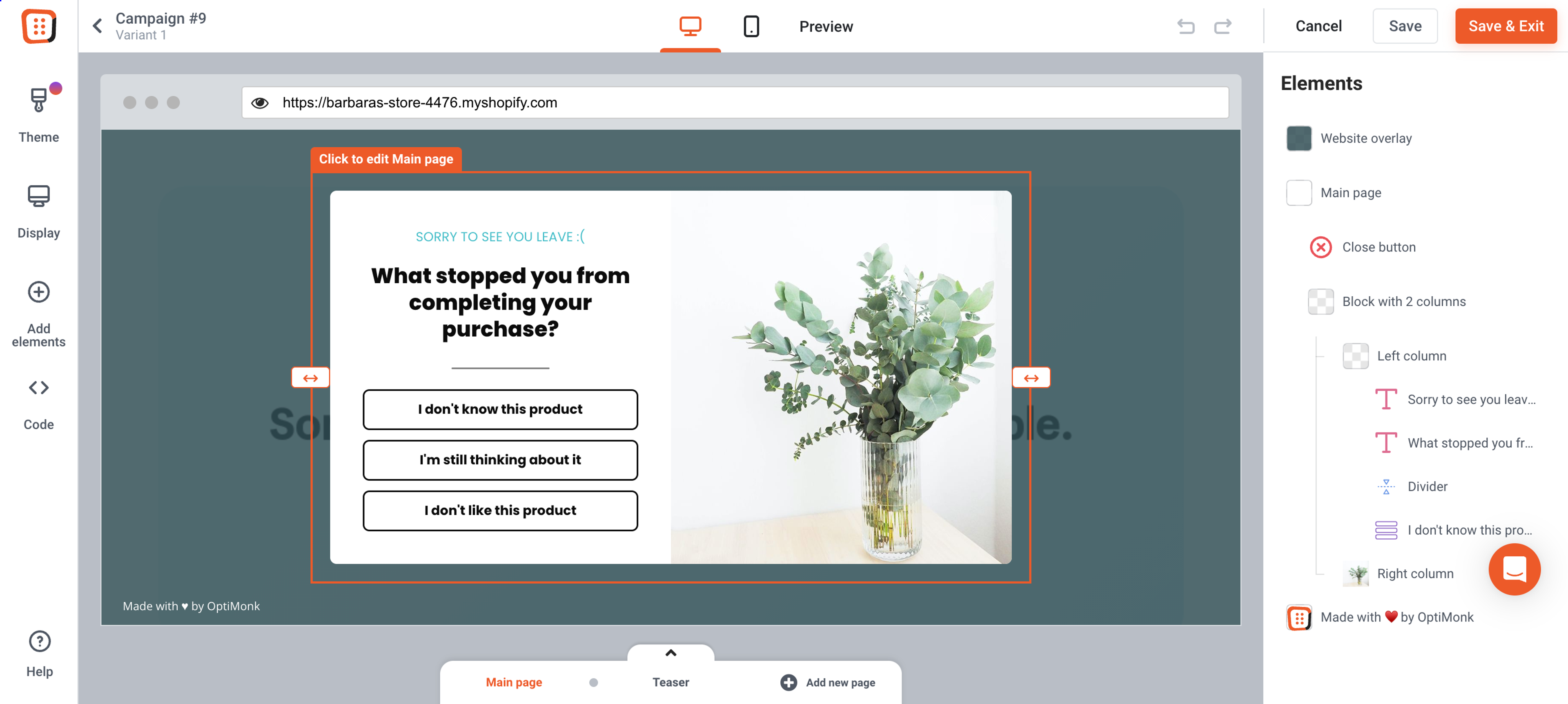 Use our simple drag and drop editor
