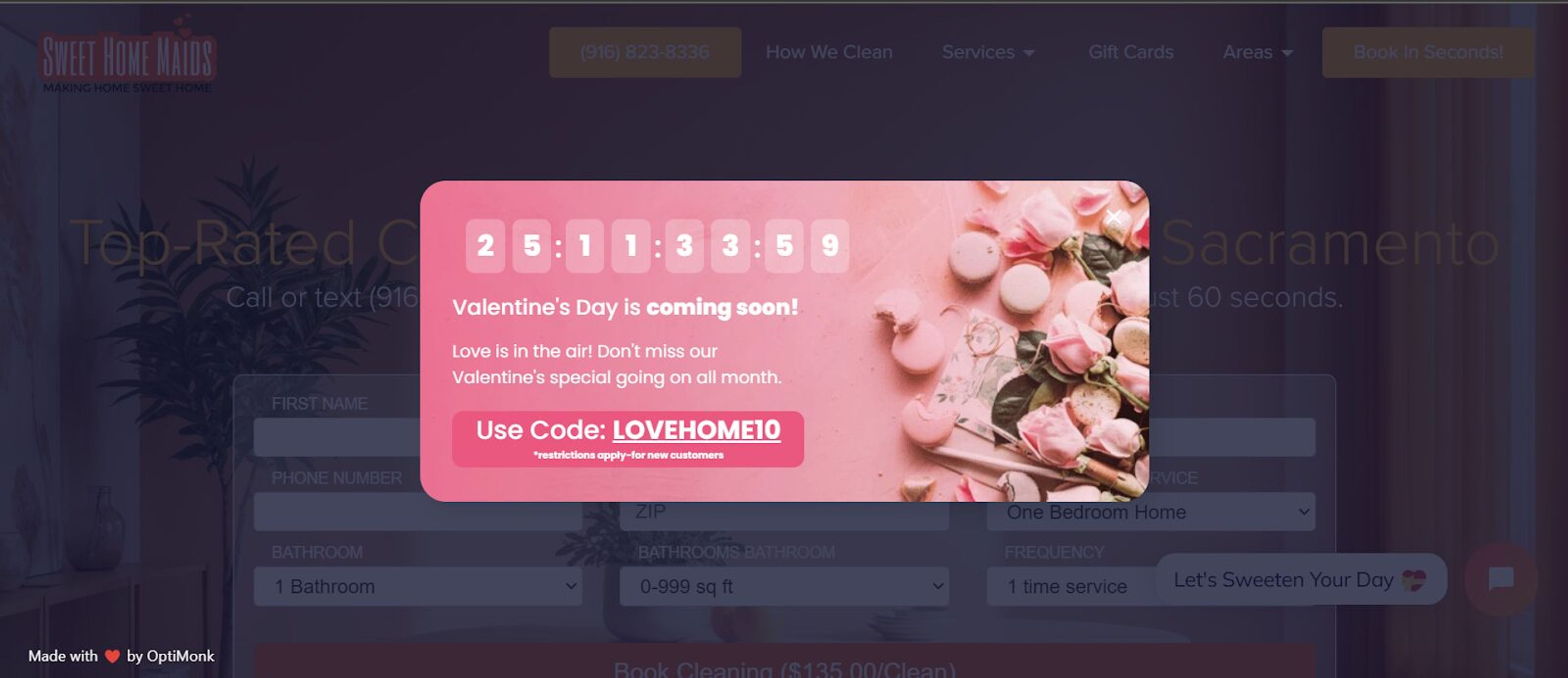 Insert a dash of romance to your popups and announce your seasonal gifts and sale early on your Valentine's day pop ups.