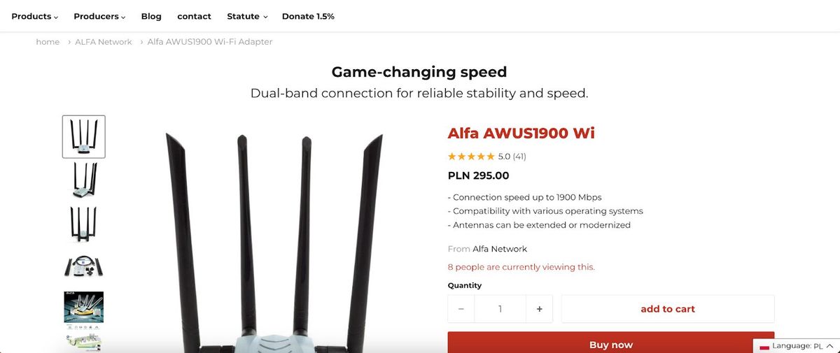 Wifi adapter product page with optimization