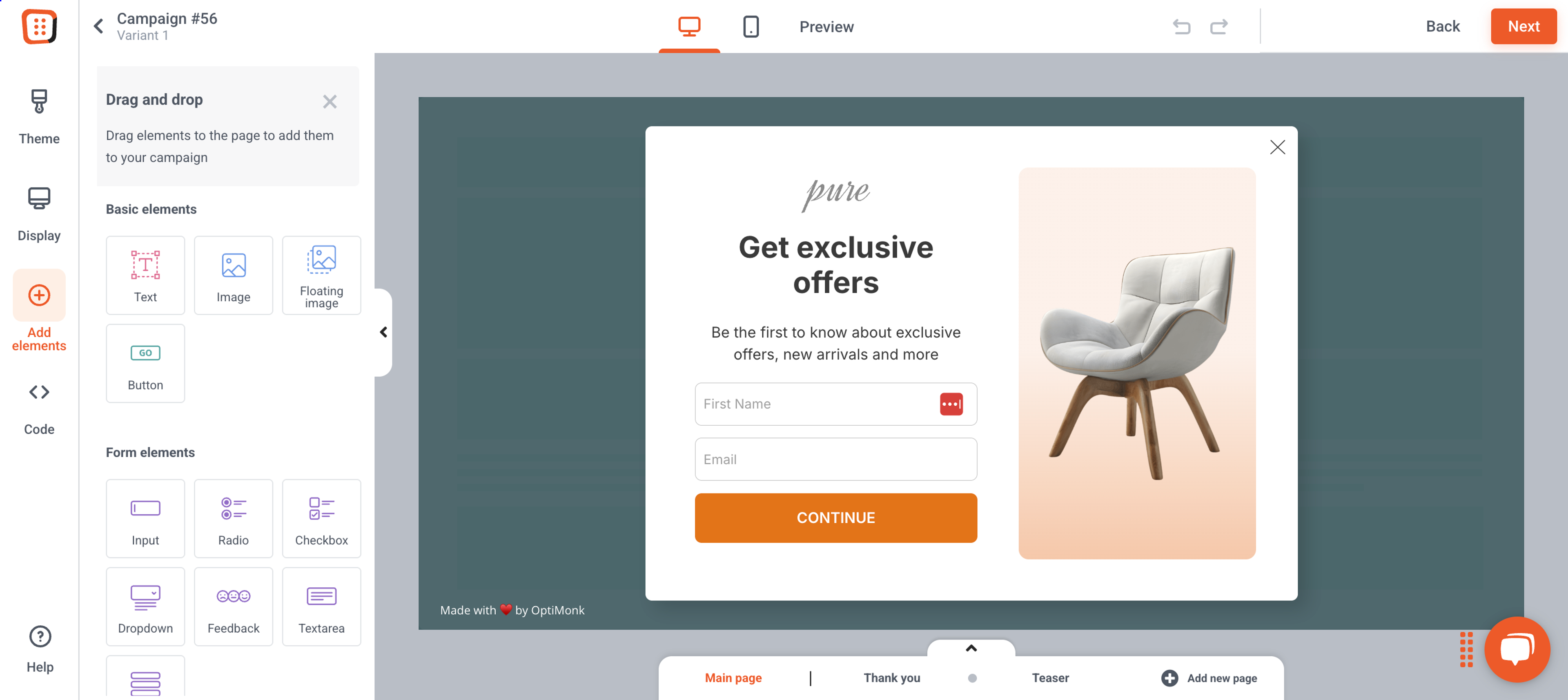 Create your blog popup in OptiMonk