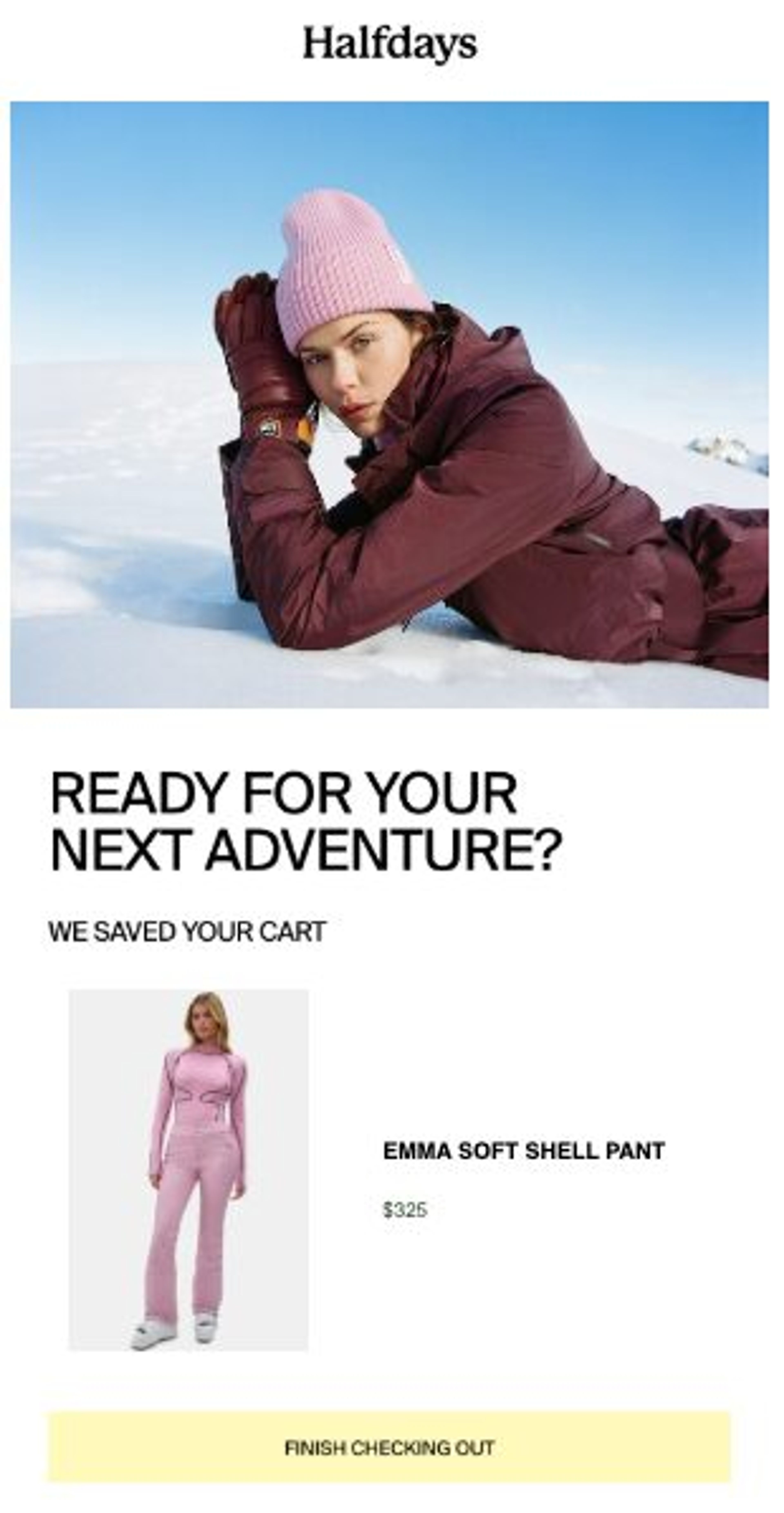 Cart abadonment e-mail by Halfdays