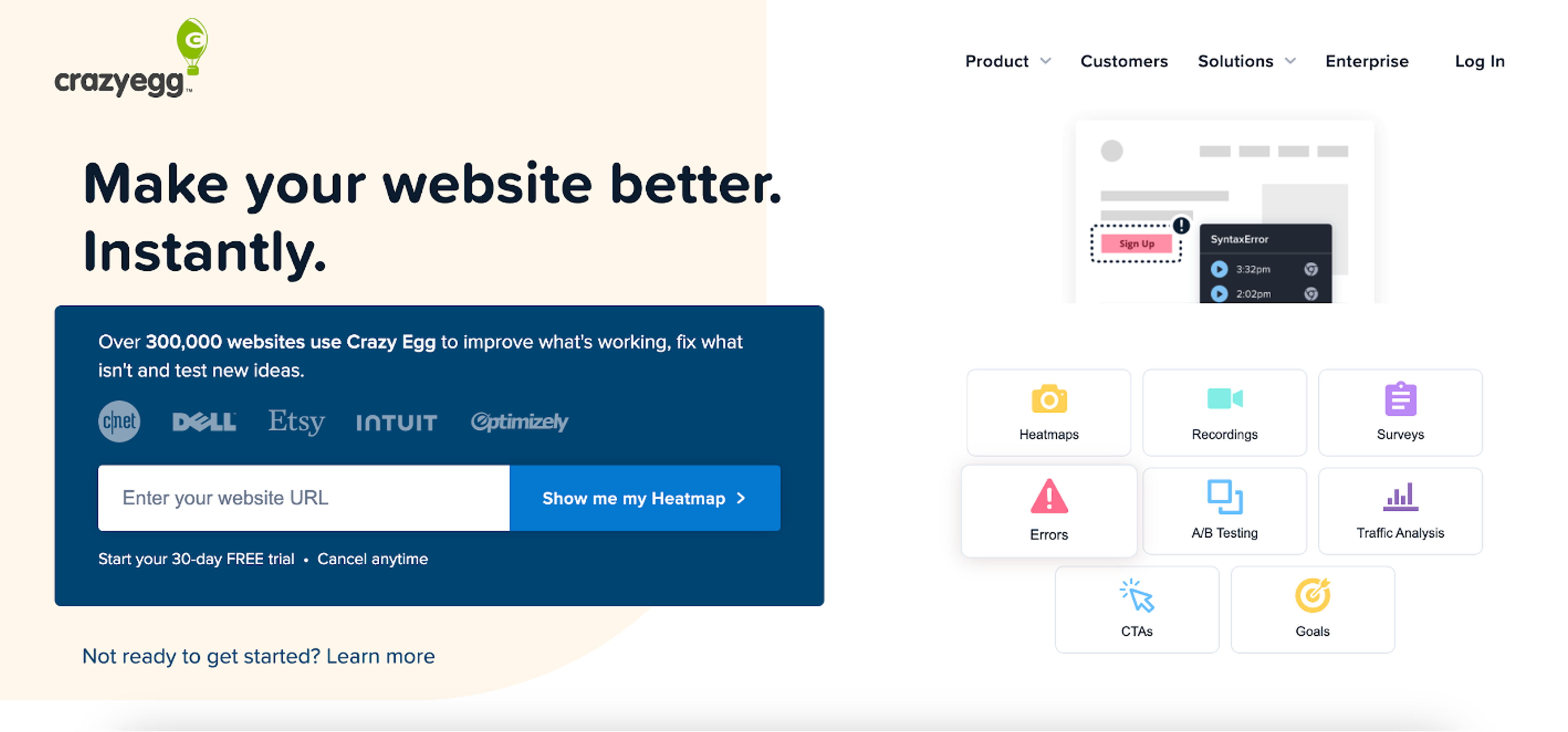 Crazy Egg landing page optimization tool
