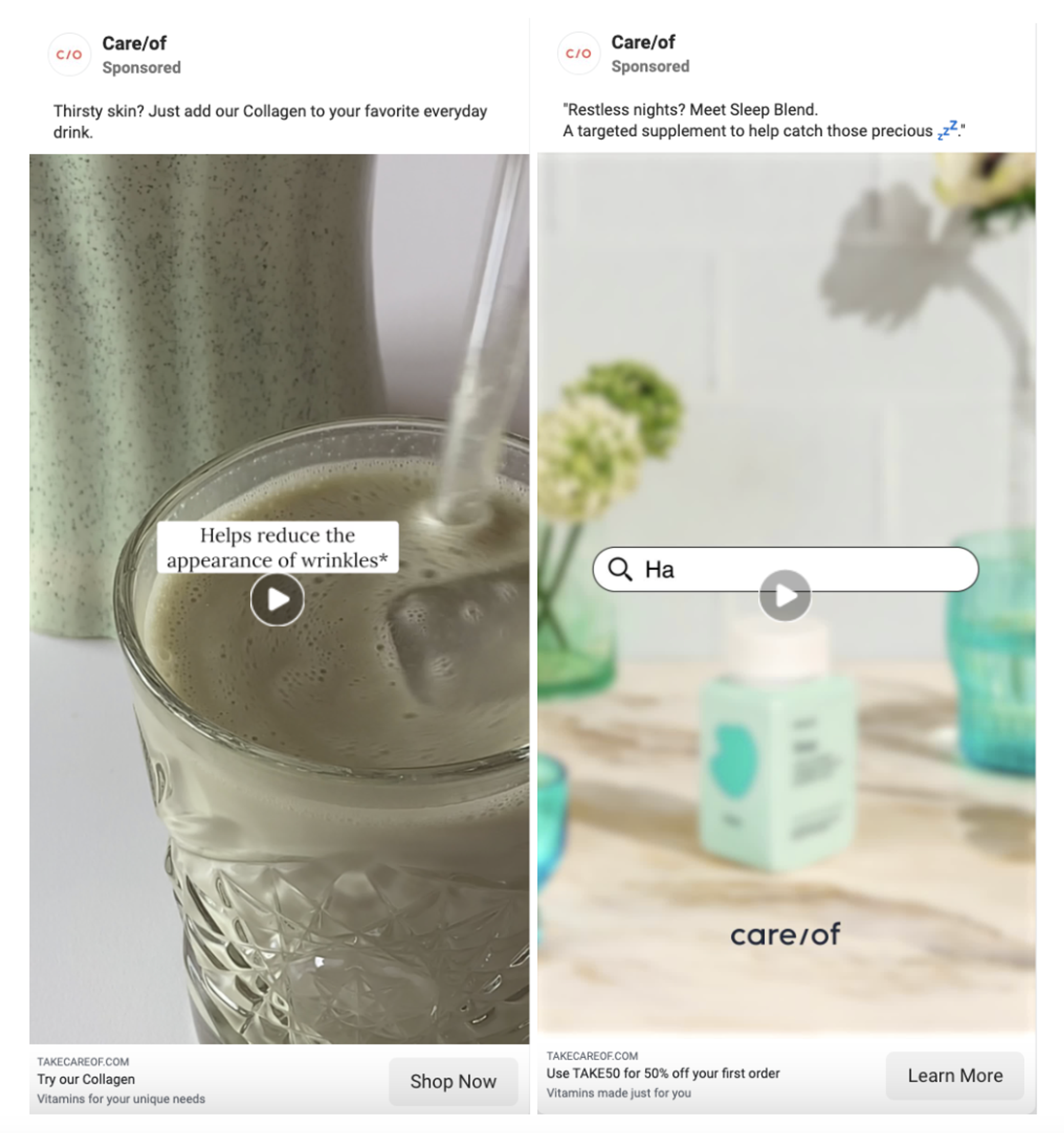 A Care/of wellness remarketing ad