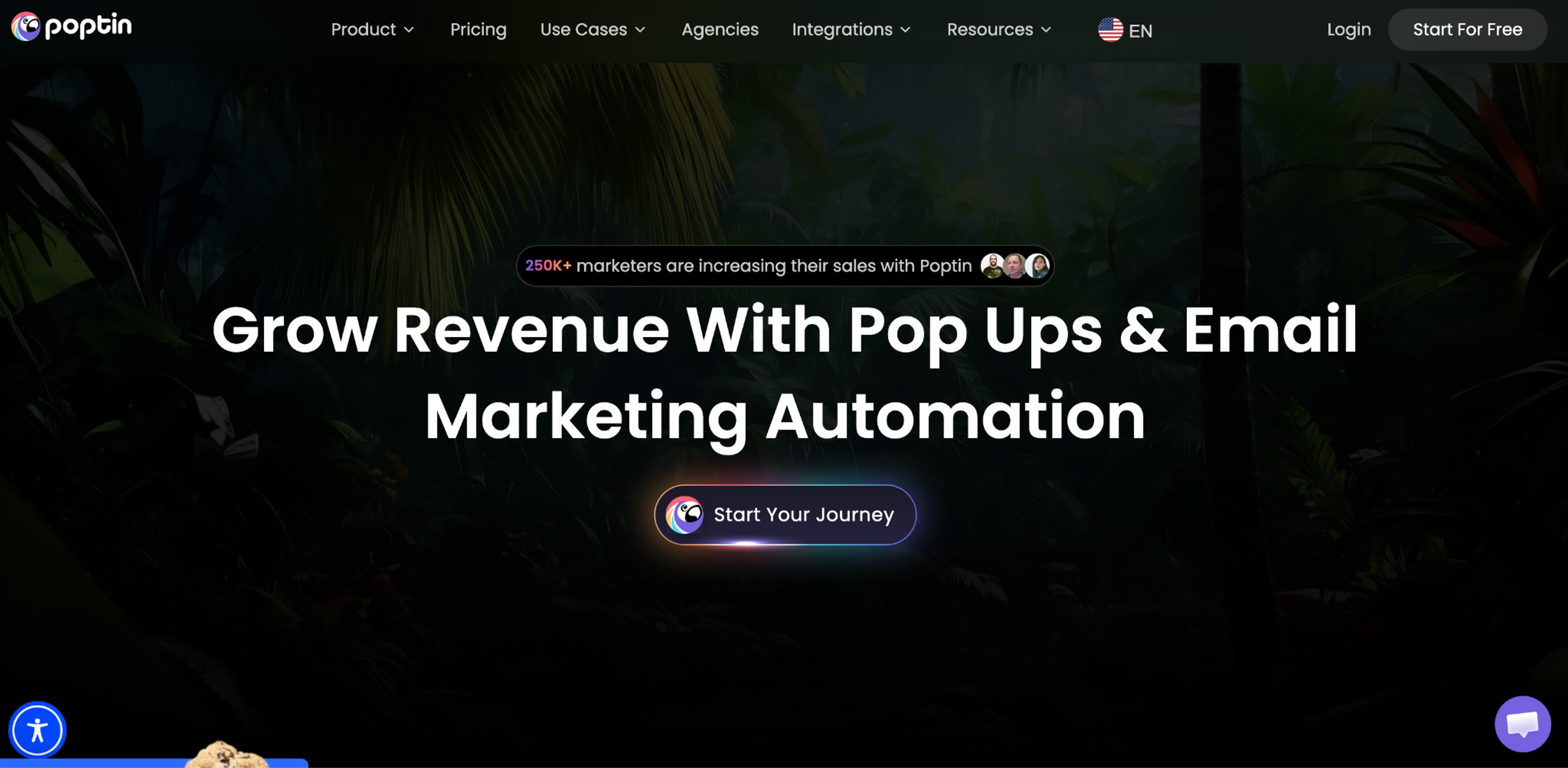 Poptin homepage about popups and email marketing automation