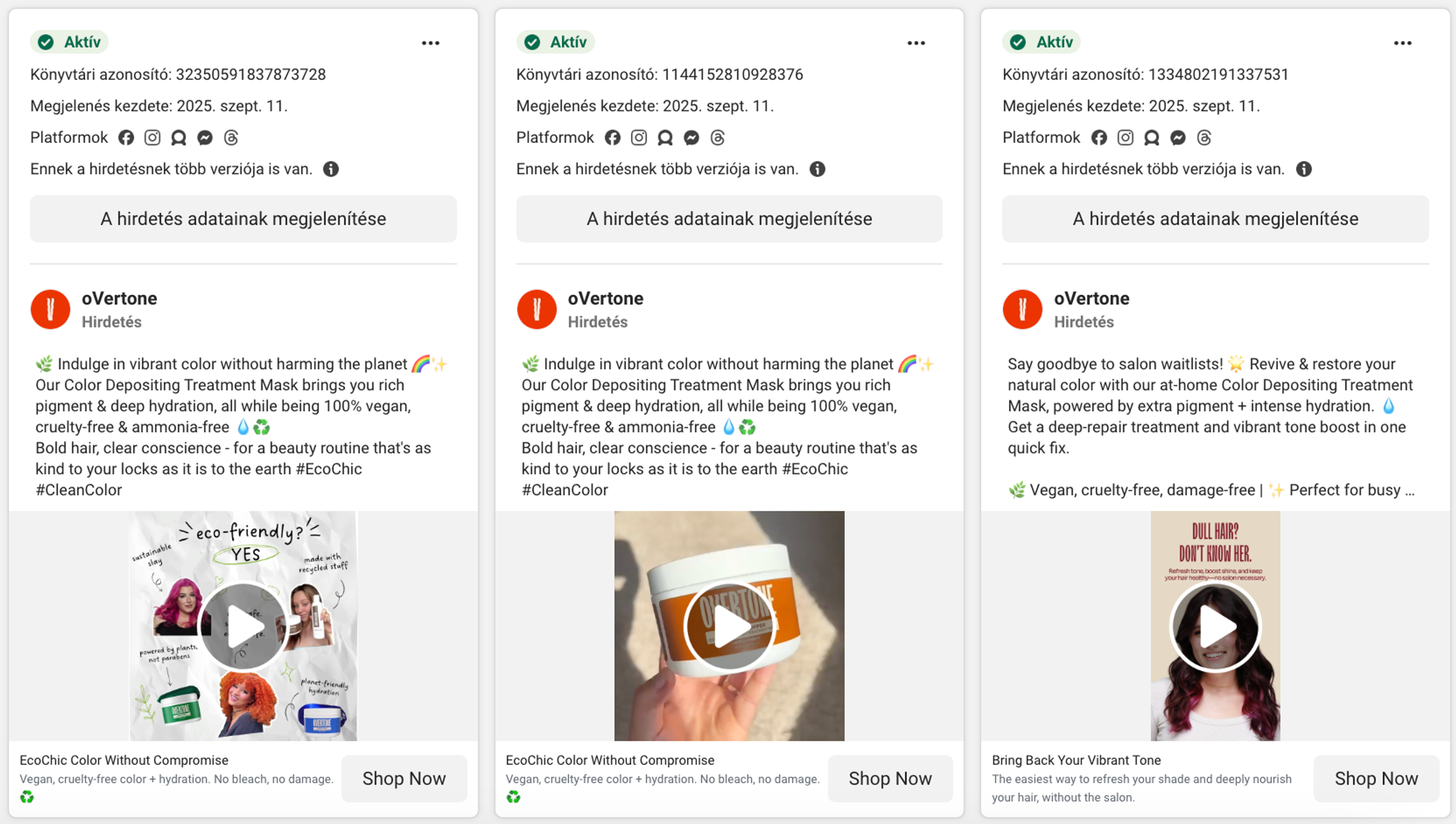 Overtone Facebook ads.