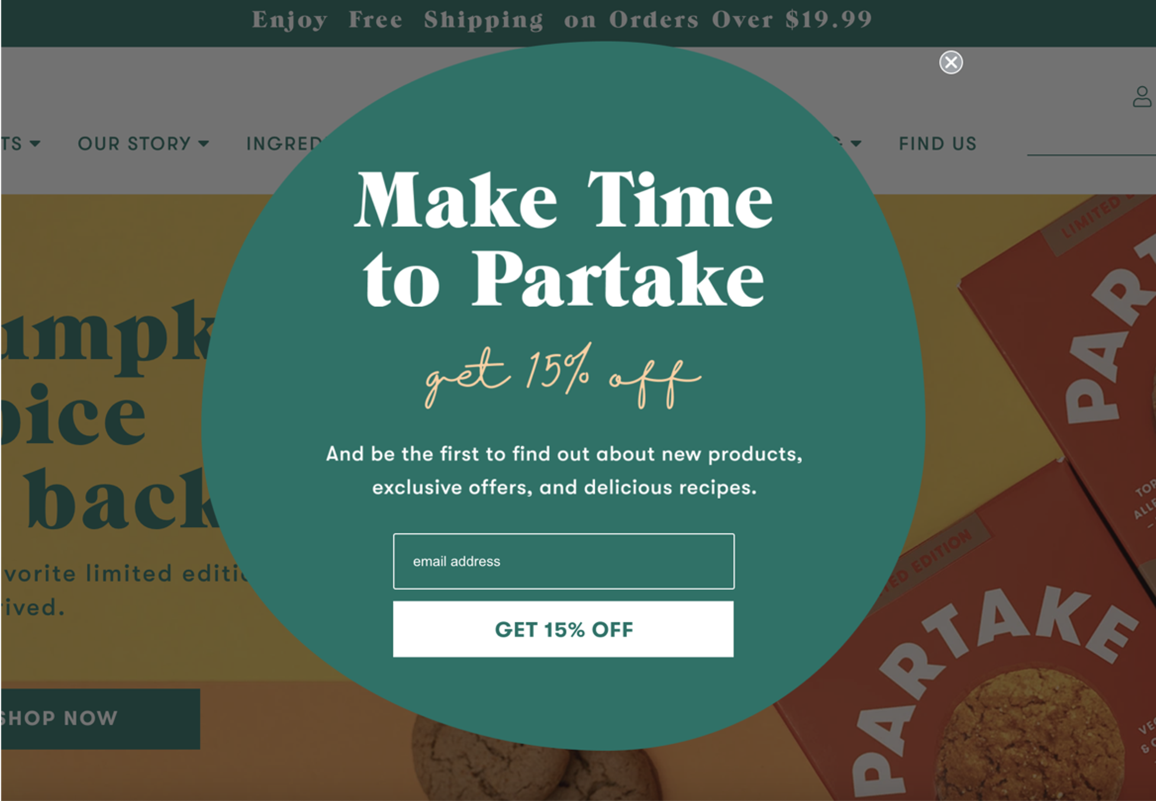 Shopify newsletter popup example