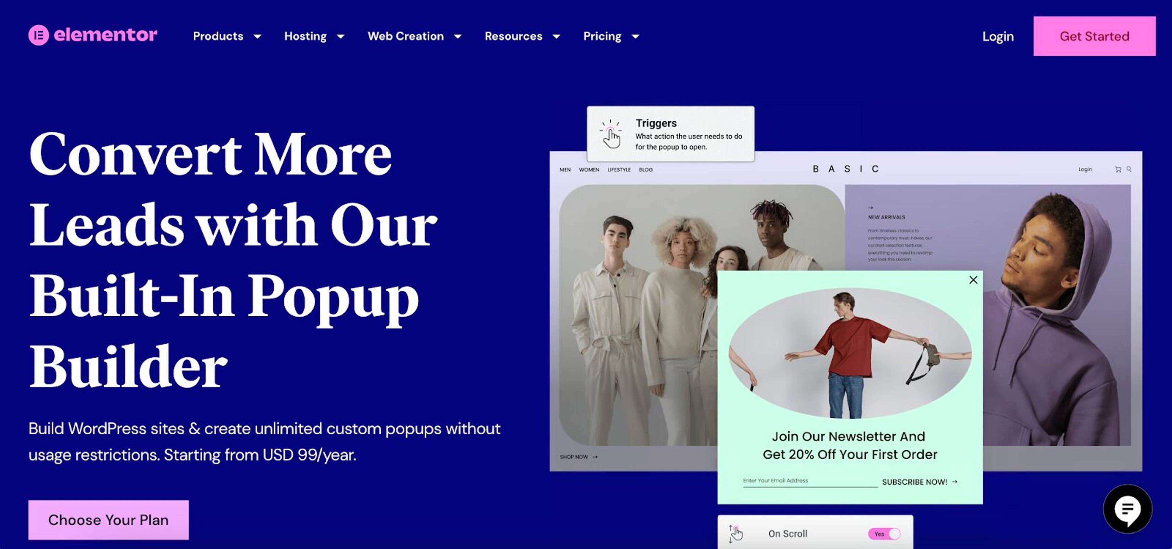 Elementor popup builder known from the popular form plugins offers seamless intergation